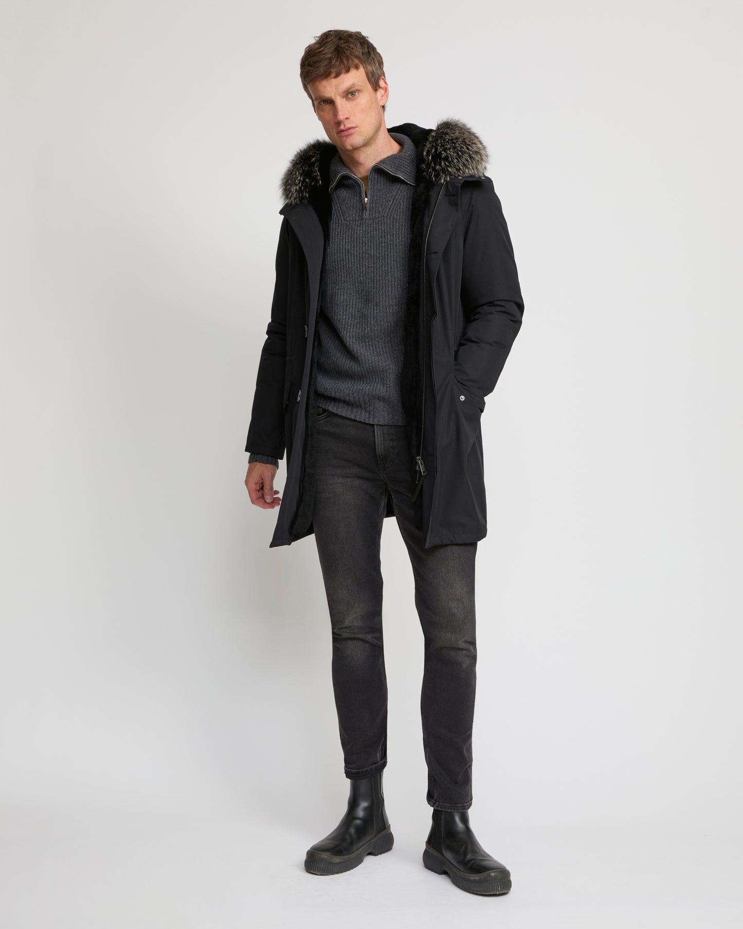 Iconic parka in technical cotton with fox and rabbit fur - Yves Salomon