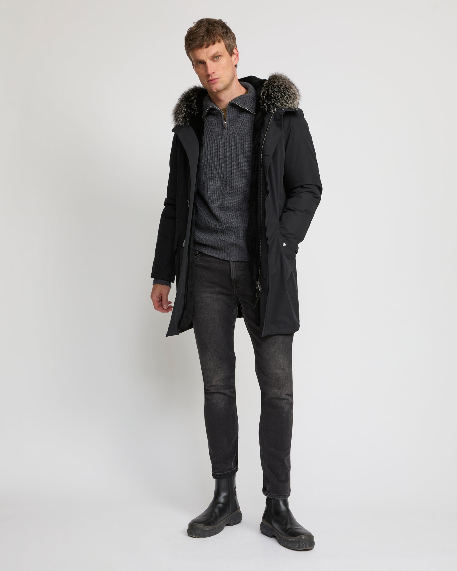 Iconic parka in technical cotton with fox and rabbit fur - Yves Salomon