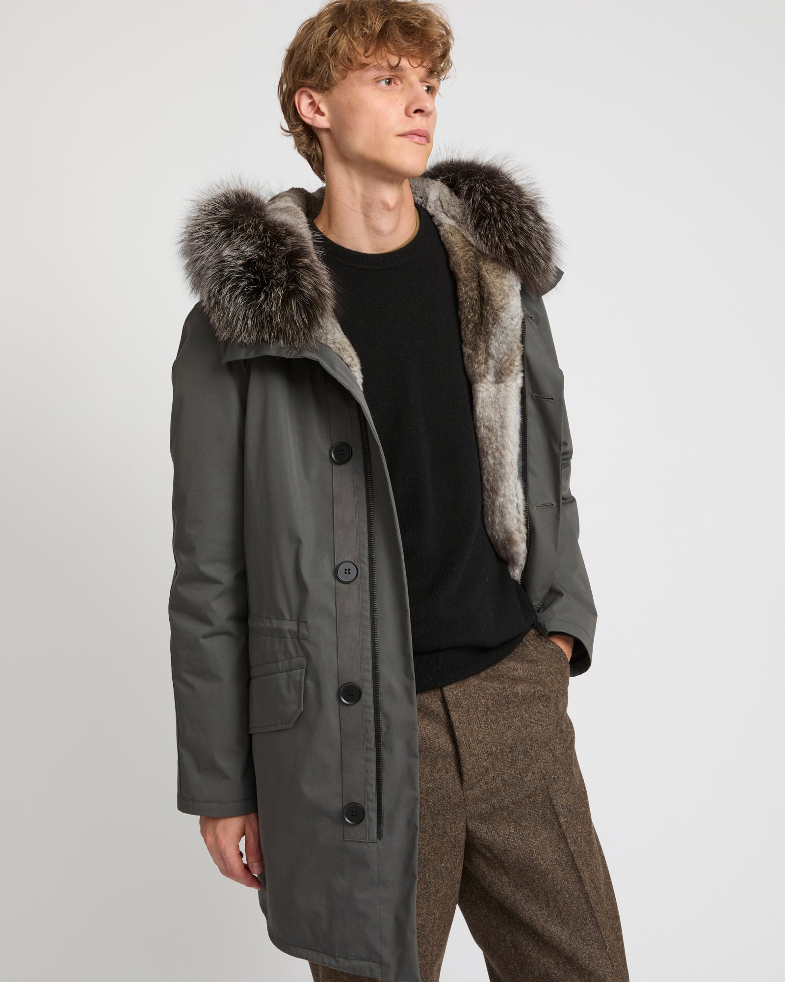 Iconic parka in technical cotton with fox and rabbit fur -Yves Salomon