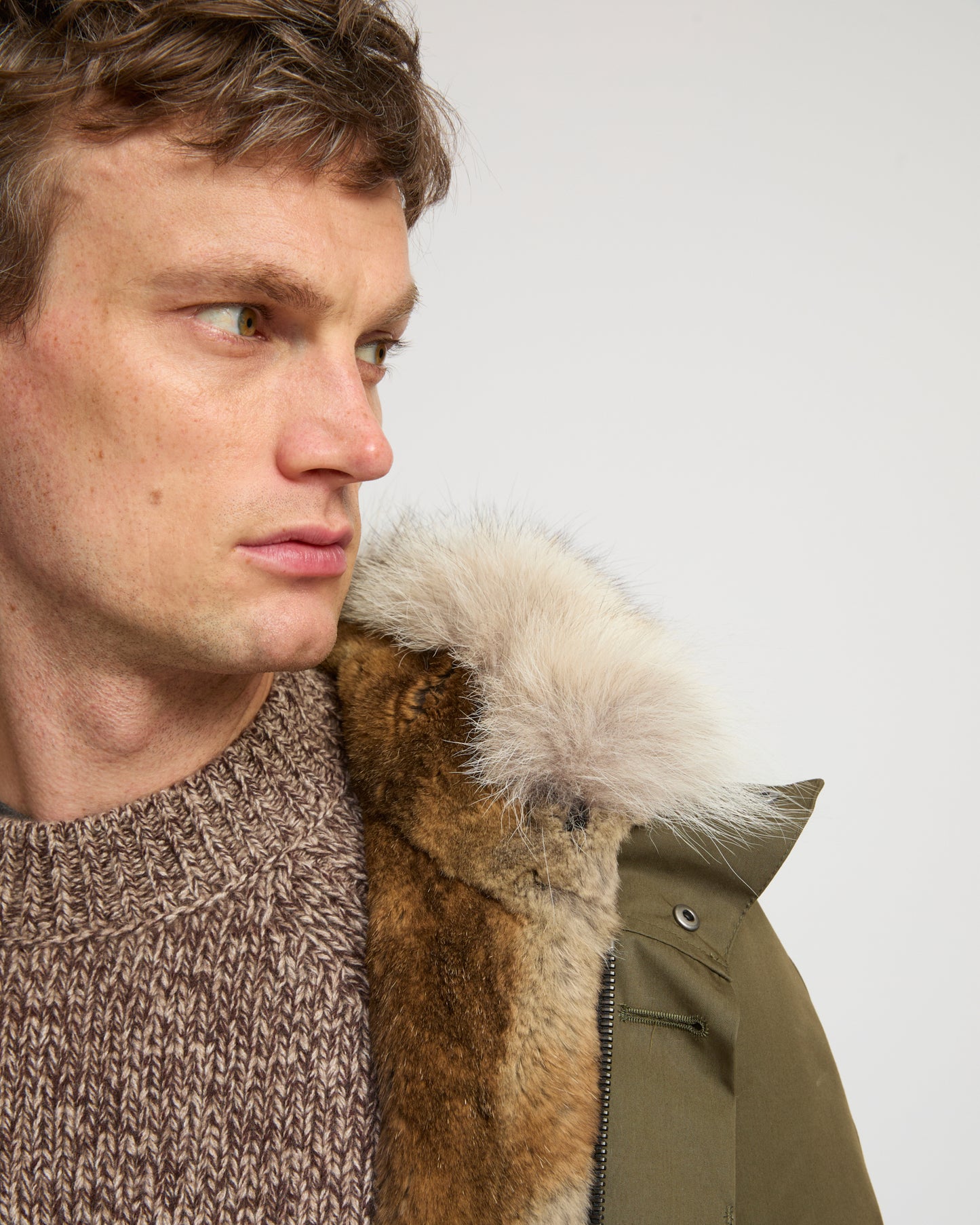 Long Iconic parka in technical cotton with coyote and rabbit fur - Yves Salomon