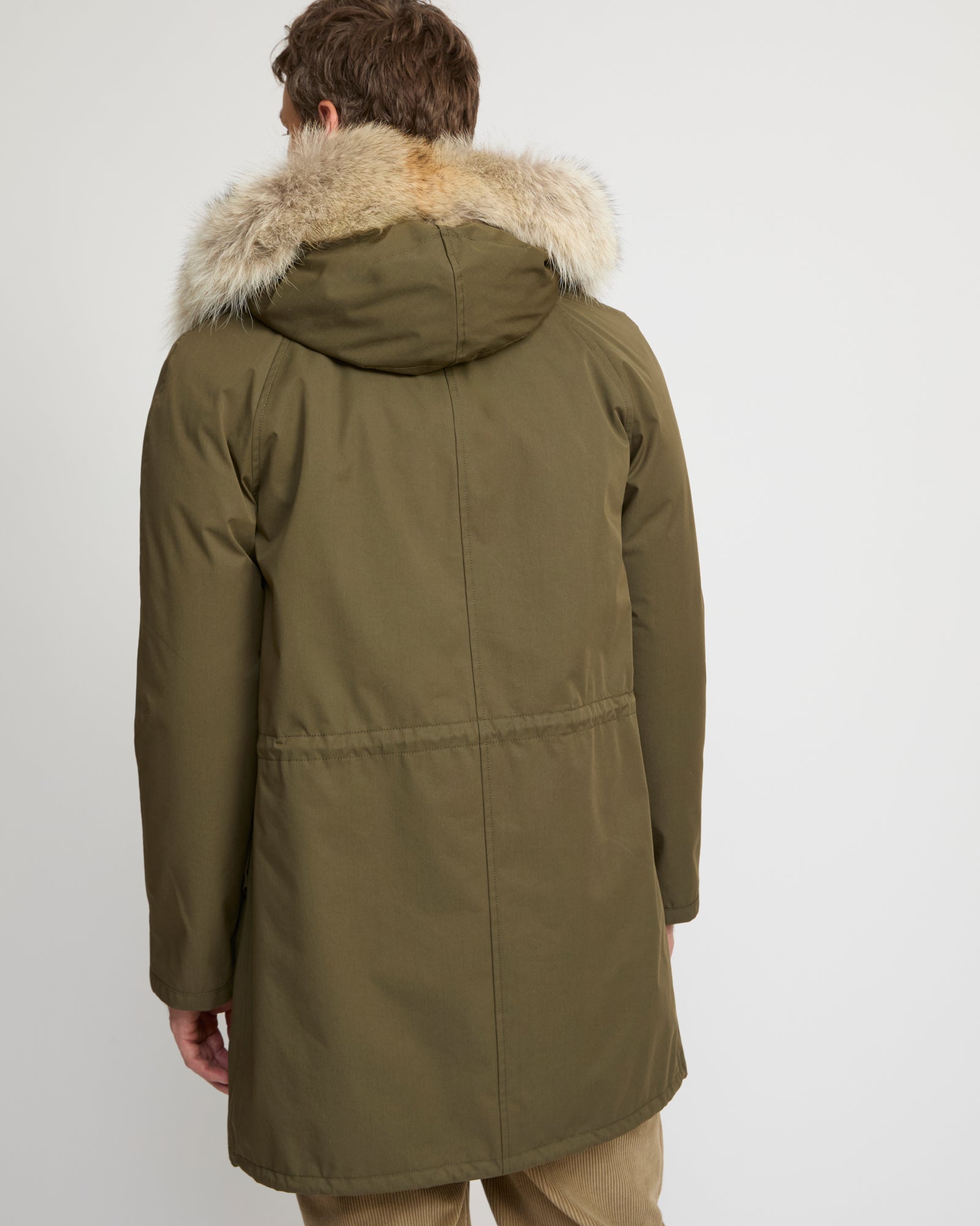 Long Iconic parka in technical cotton with coyote and rabbit fur - Yves Salomon