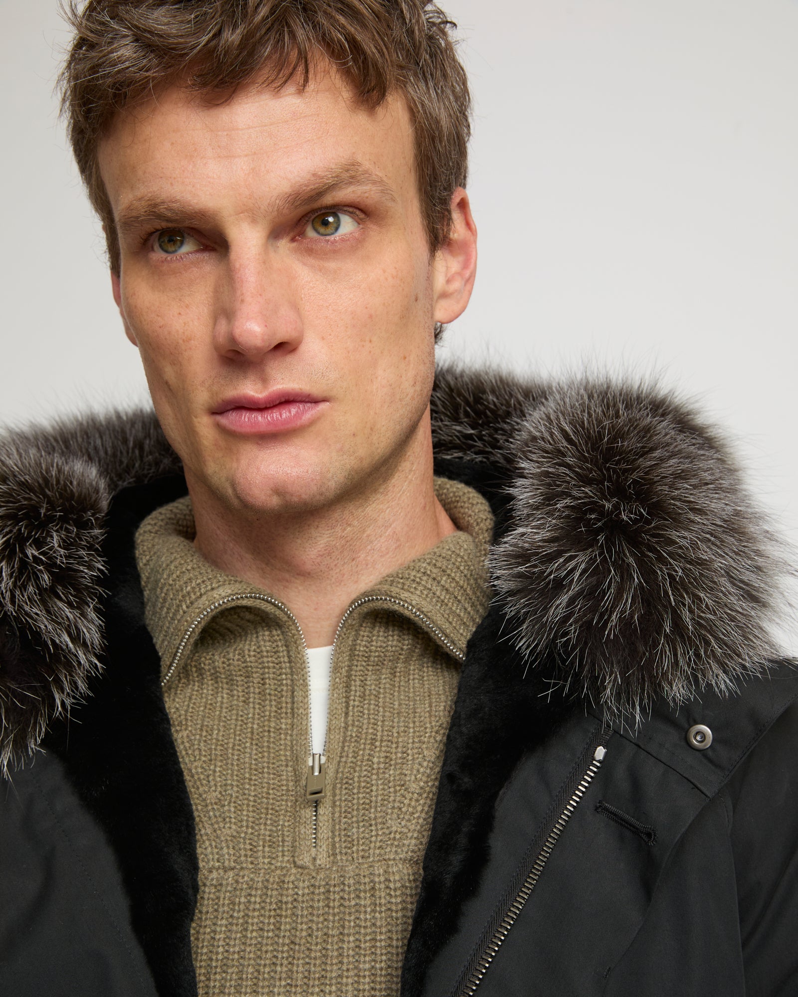 Short Iconic Parka In waterproof Cotton Blend with Fox Fur and Rabbit Fur - Yves Salomon