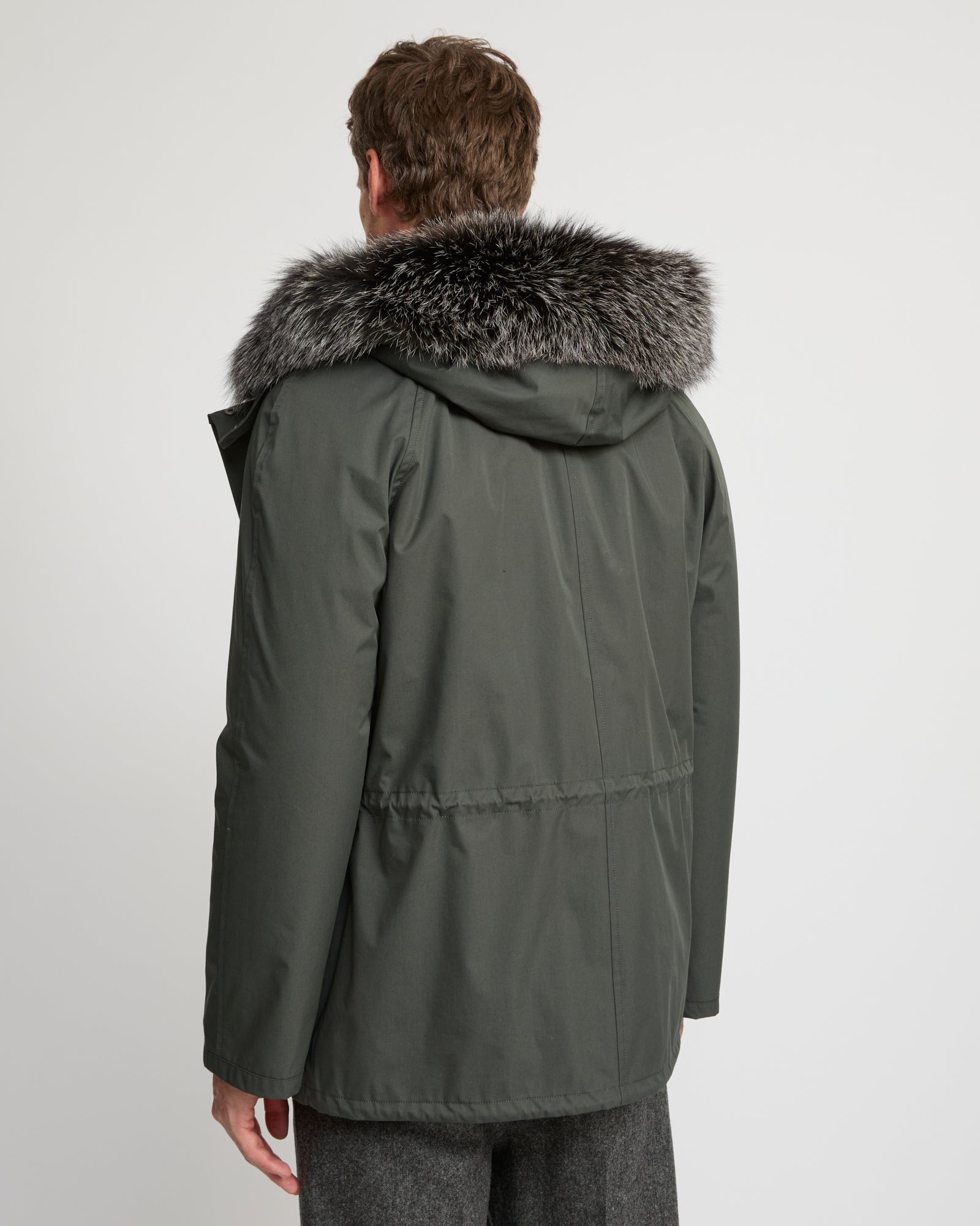 Short Iconic Parka In waterproof Cotton Blend with Fox Fur and Rabbit Fur - Yves Salomon