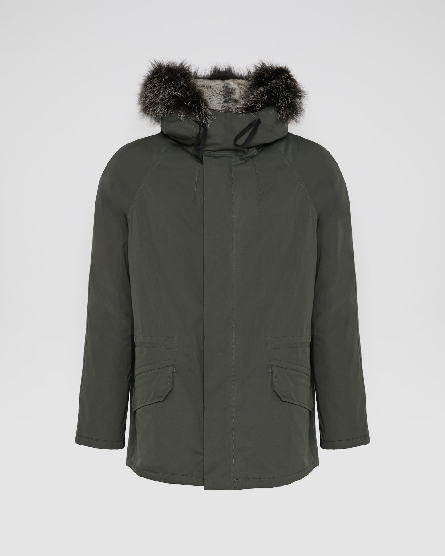 Short Iconic Parka In waterproof Cotton Blend with Fox Fur and Rabbit Fur - Yves Salomon