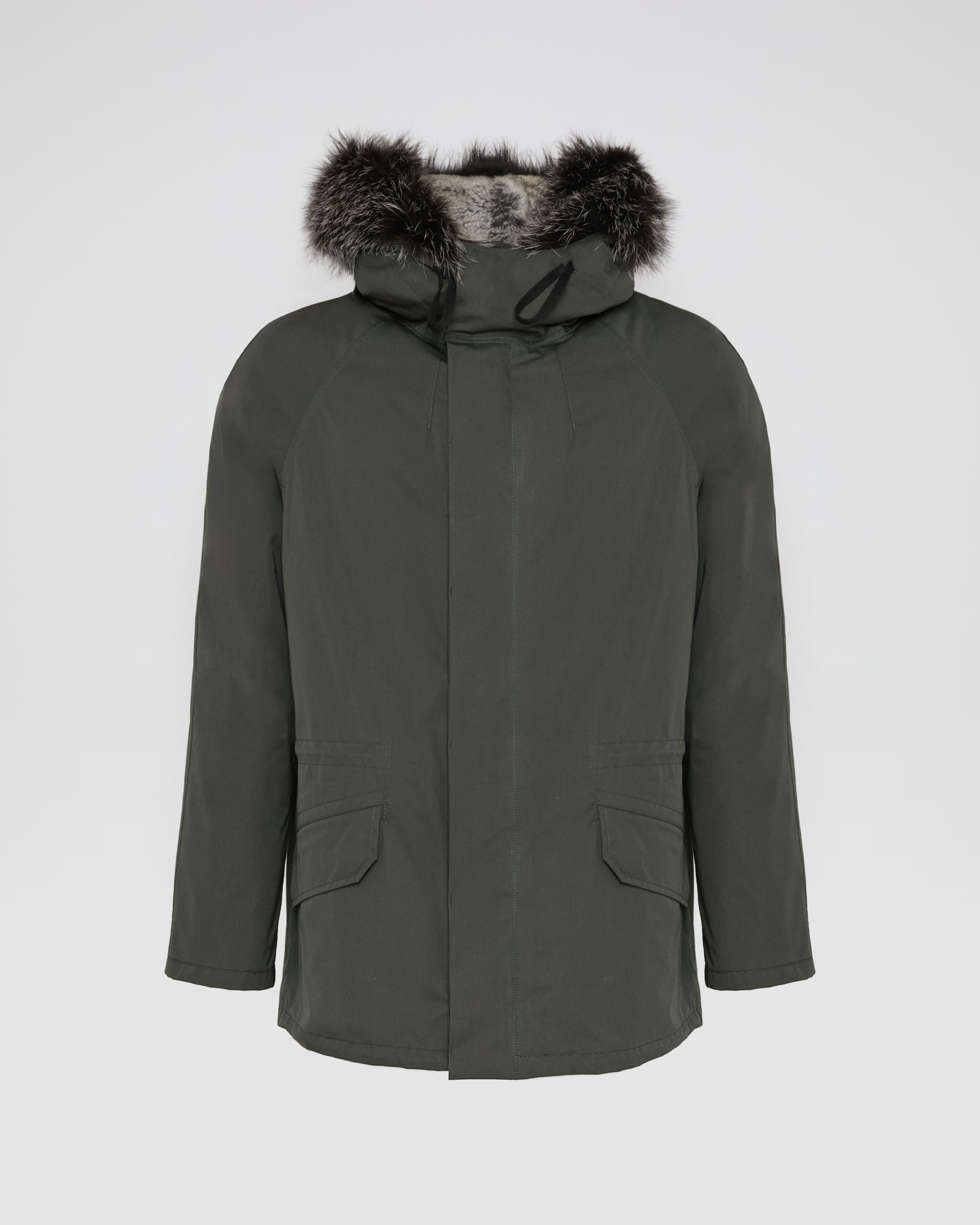Short Iconic Parka In waterproof Cotton Blend with Fox Fur and Rabbit Fur - Yves Salomon