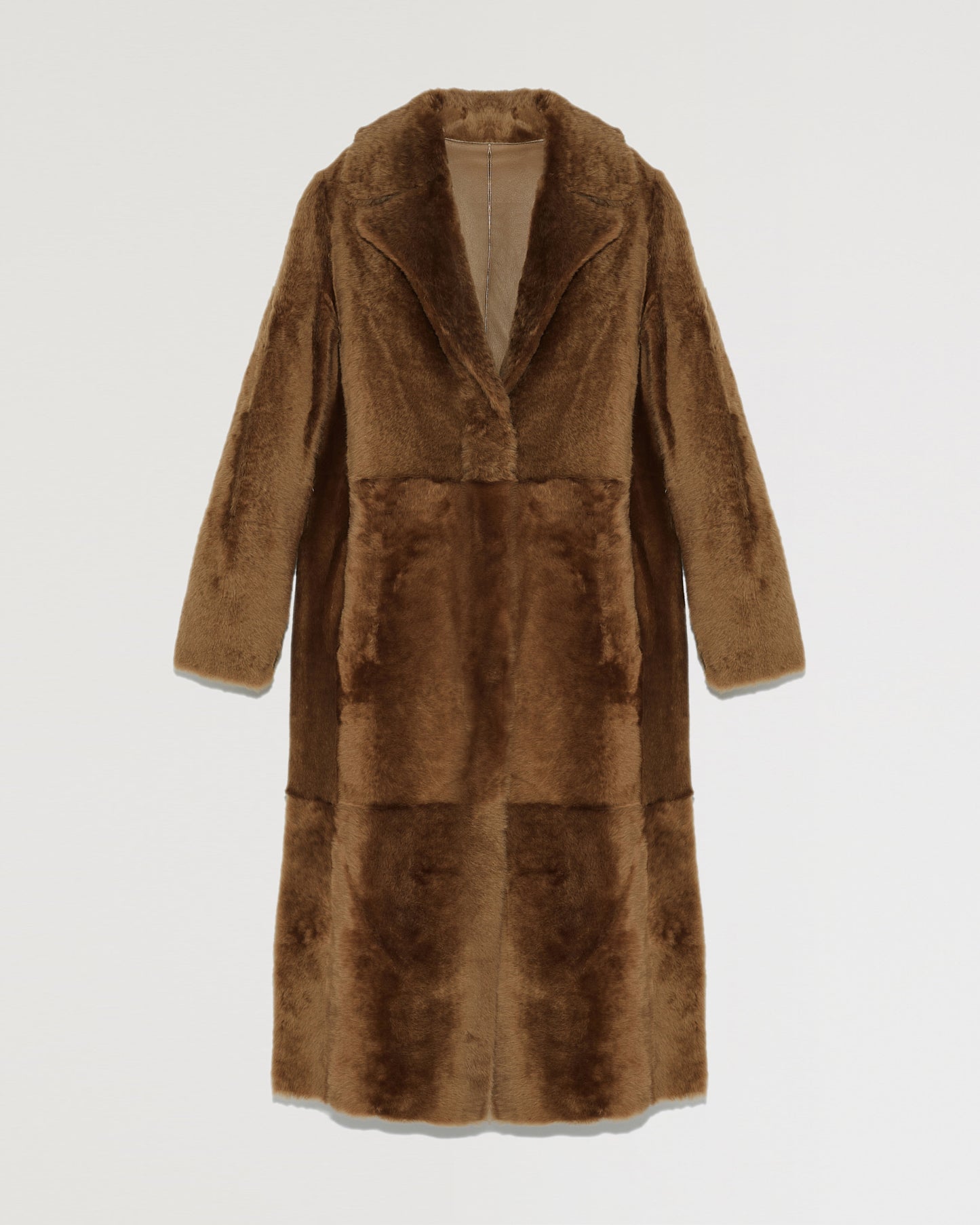 Long reversible belted shearling coat -Yves Salomon