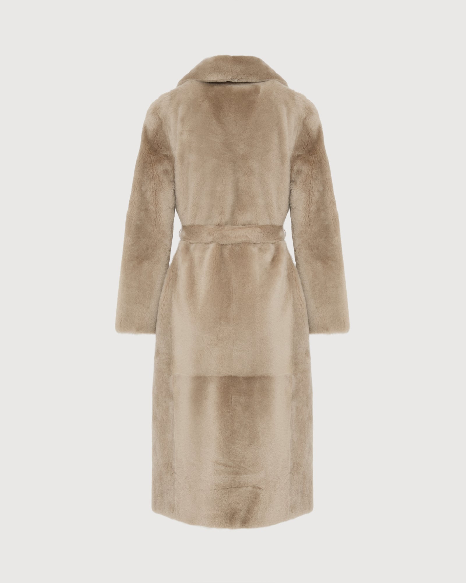 Long reversible belted shearling coat - Yves Salomon