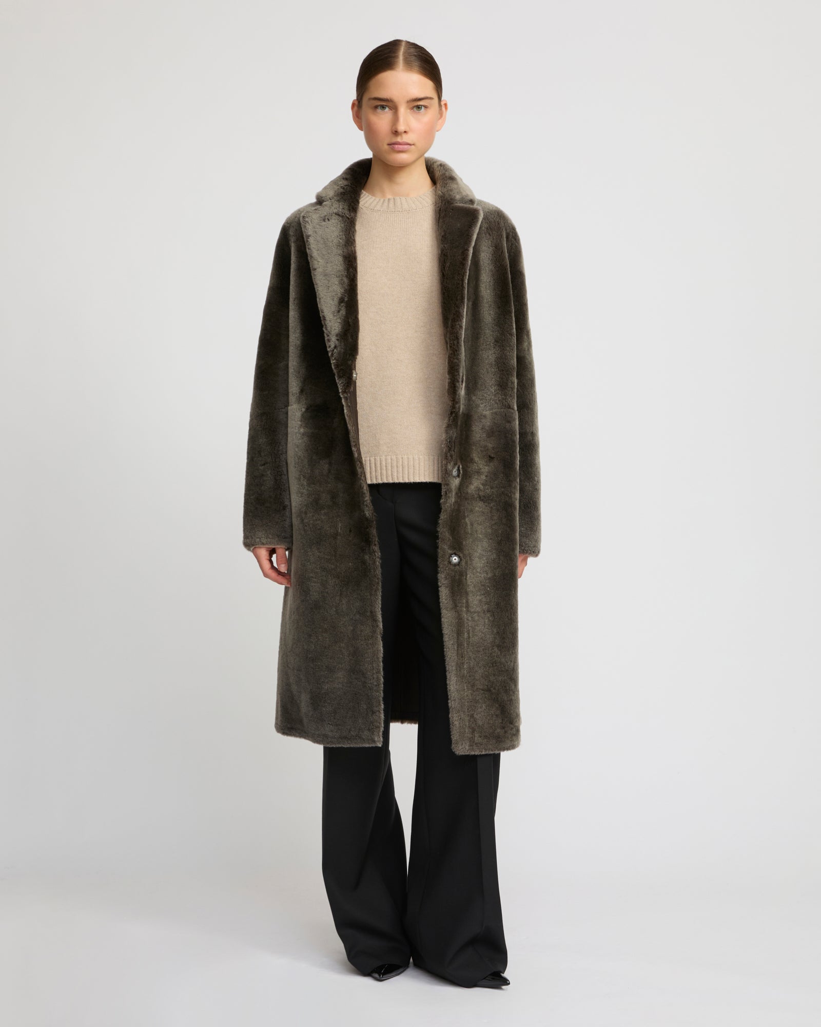 Reversible merino shearling coat - Yves Salomon