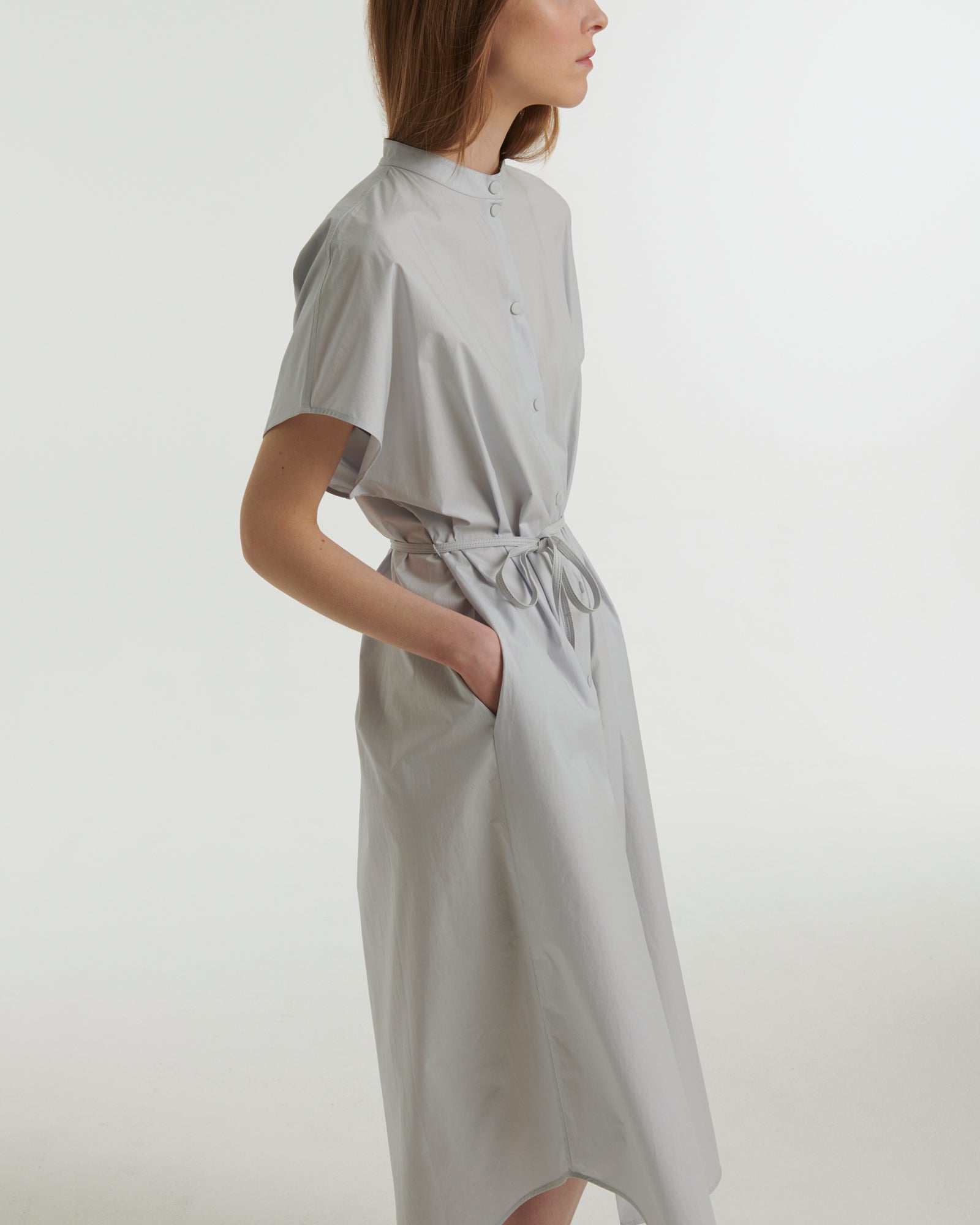 white christmas dresses Long Cotton shirt dress - blue