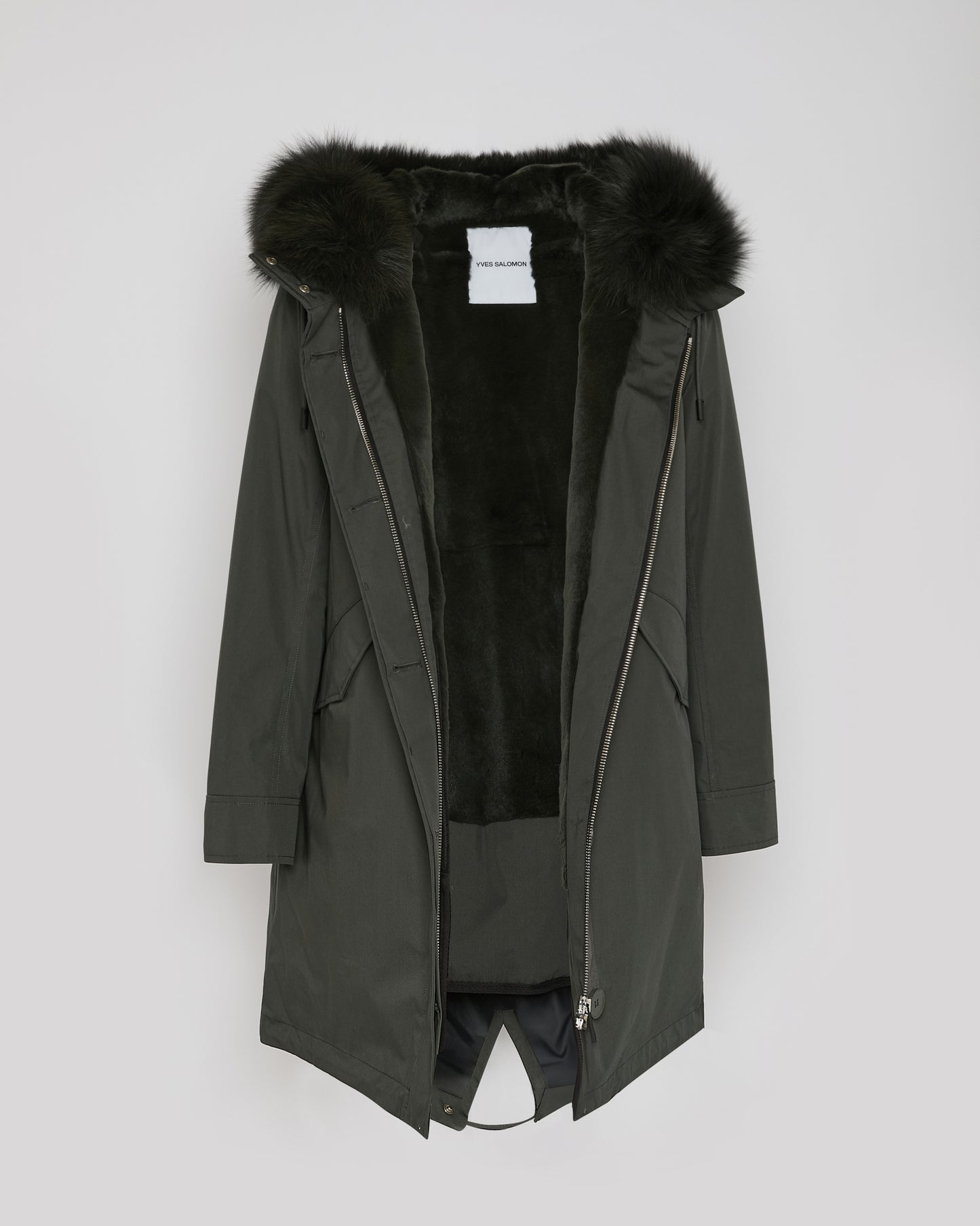 Long Iconic parka in waterproof cotton blend with fox and rabbit fur - Yves Salomon