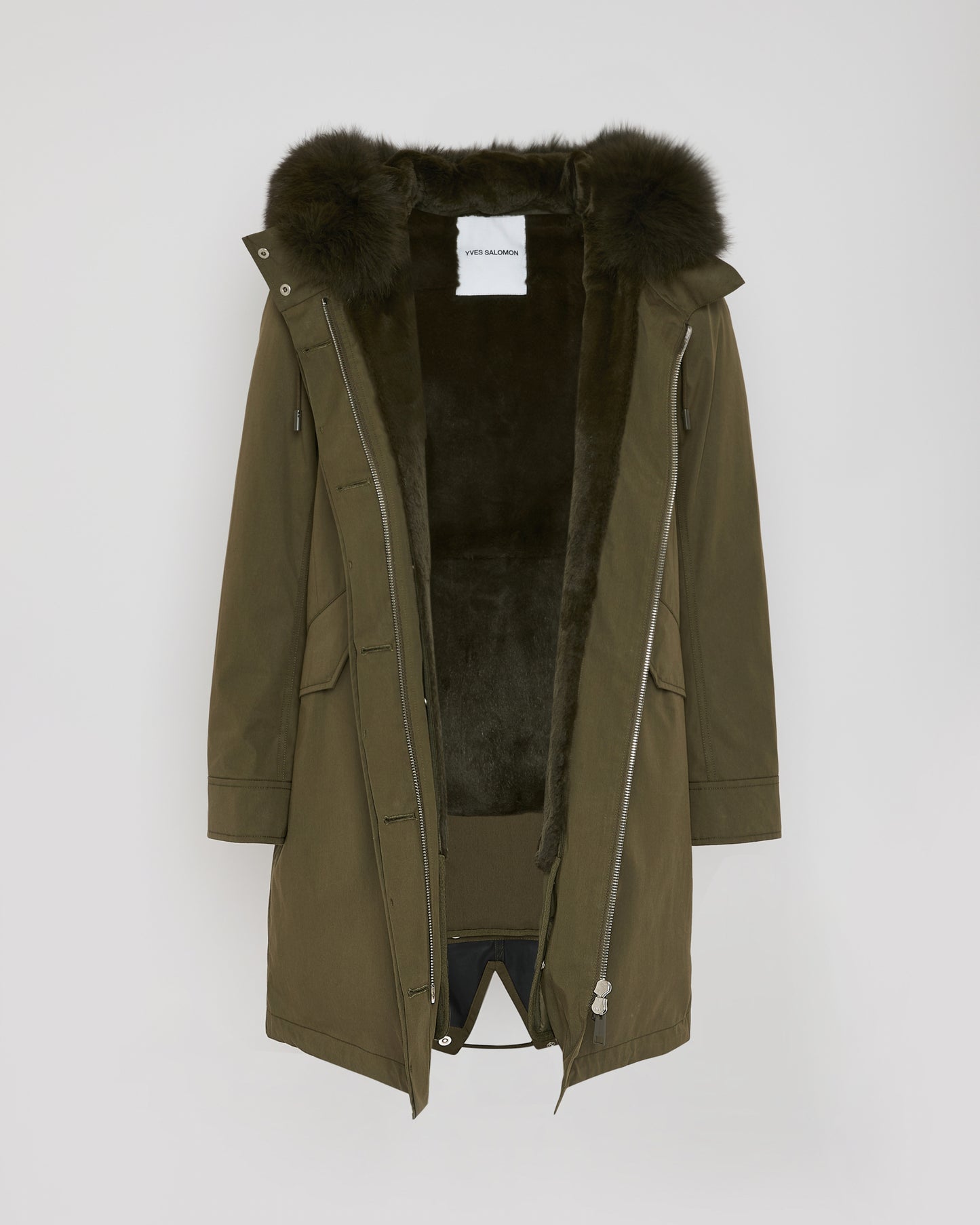 Long Iconic parka in waterproof cotton blend with fox and rabbit fur - Yves Salomon