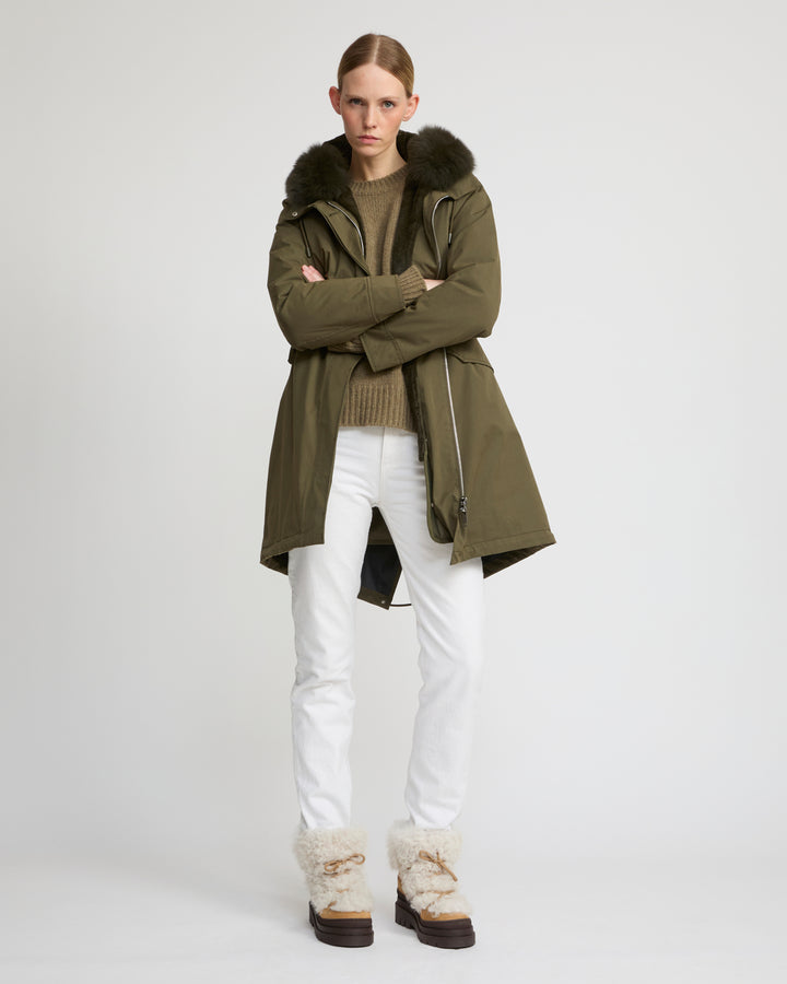 Long Iconic parka in waterproof cotton blend with fox and rabbit fur - Yves Salomon