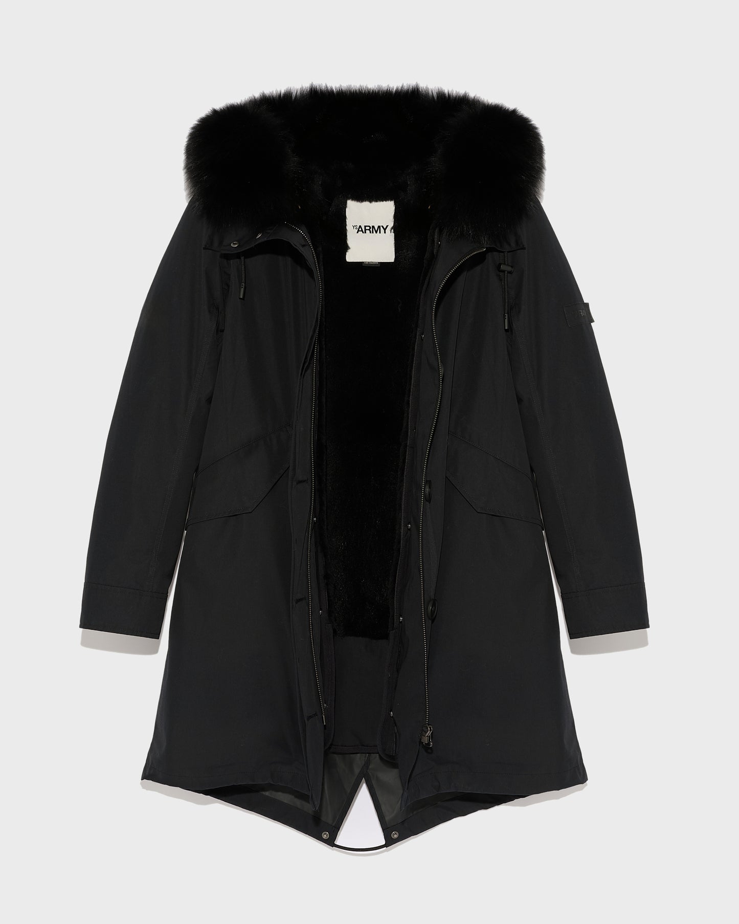 Long Iconic parka in waterproof cotton blend with fox and rabbit fur -Yves Salomon