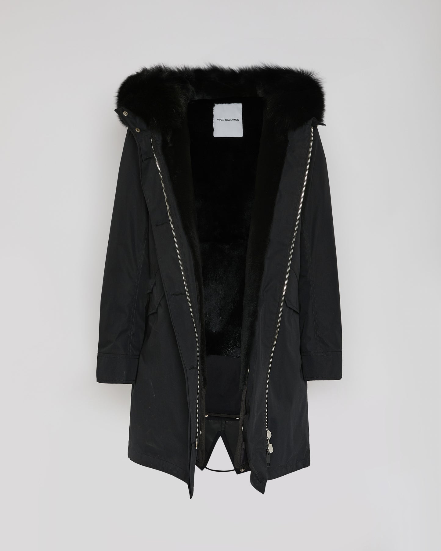 Long Iconic parka in waterproof cotton blend with fox and rabbit fur - Yves Salomon