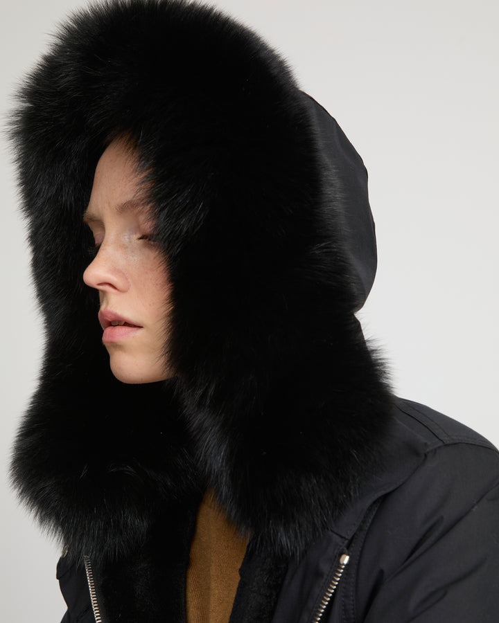 Long Iconic parka in waterproof cotton blend with fox and rabbit fur - Yves Salomon