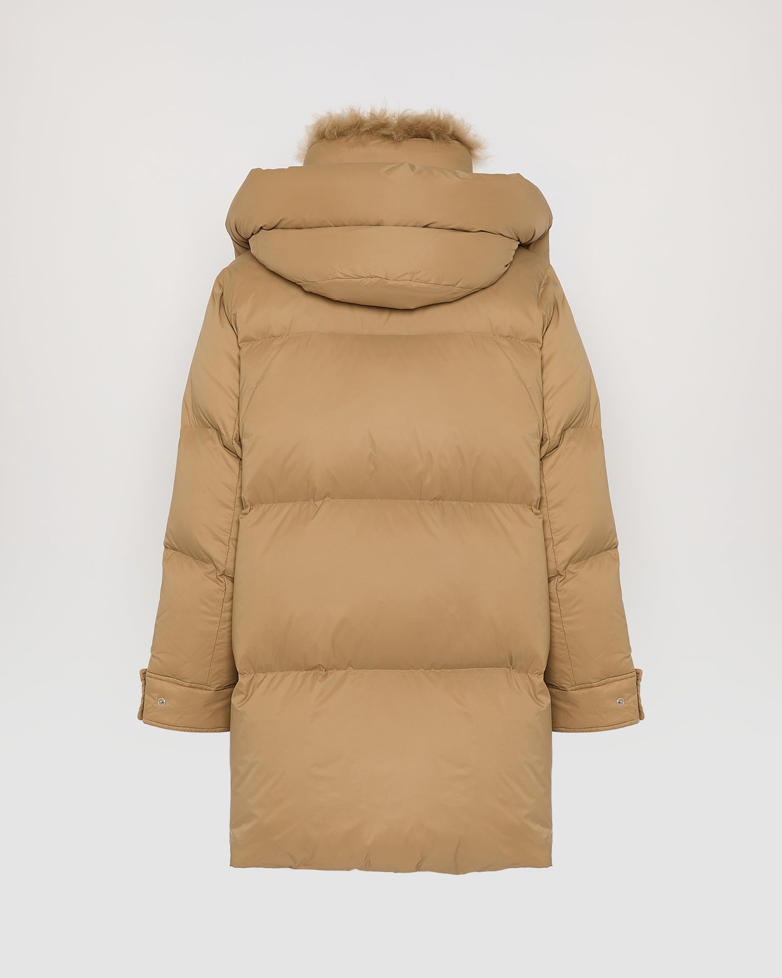 3/4 hooded down jacket in Tibetan lambswool - Yves Salomon