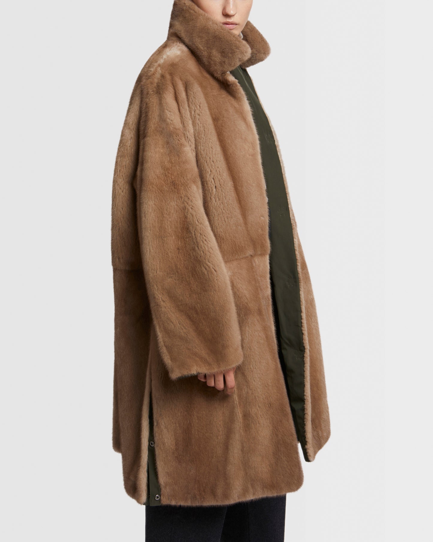 Mink fur and reversible technical fabric shirt collar parka -Yves Salomon