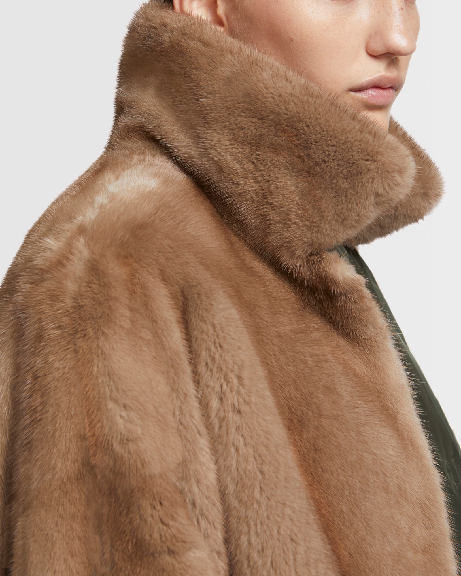 Mink fur and reversible technical fabric shirt collar parka -Yves Salomon