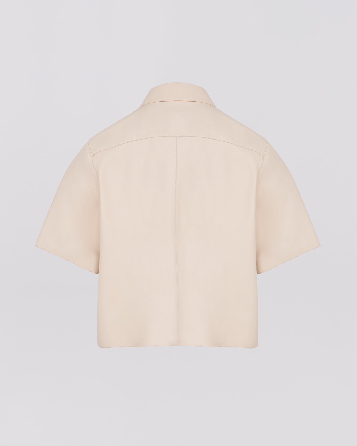 Cropped shirt with short sleeves in lamb leather -Yves Salomon