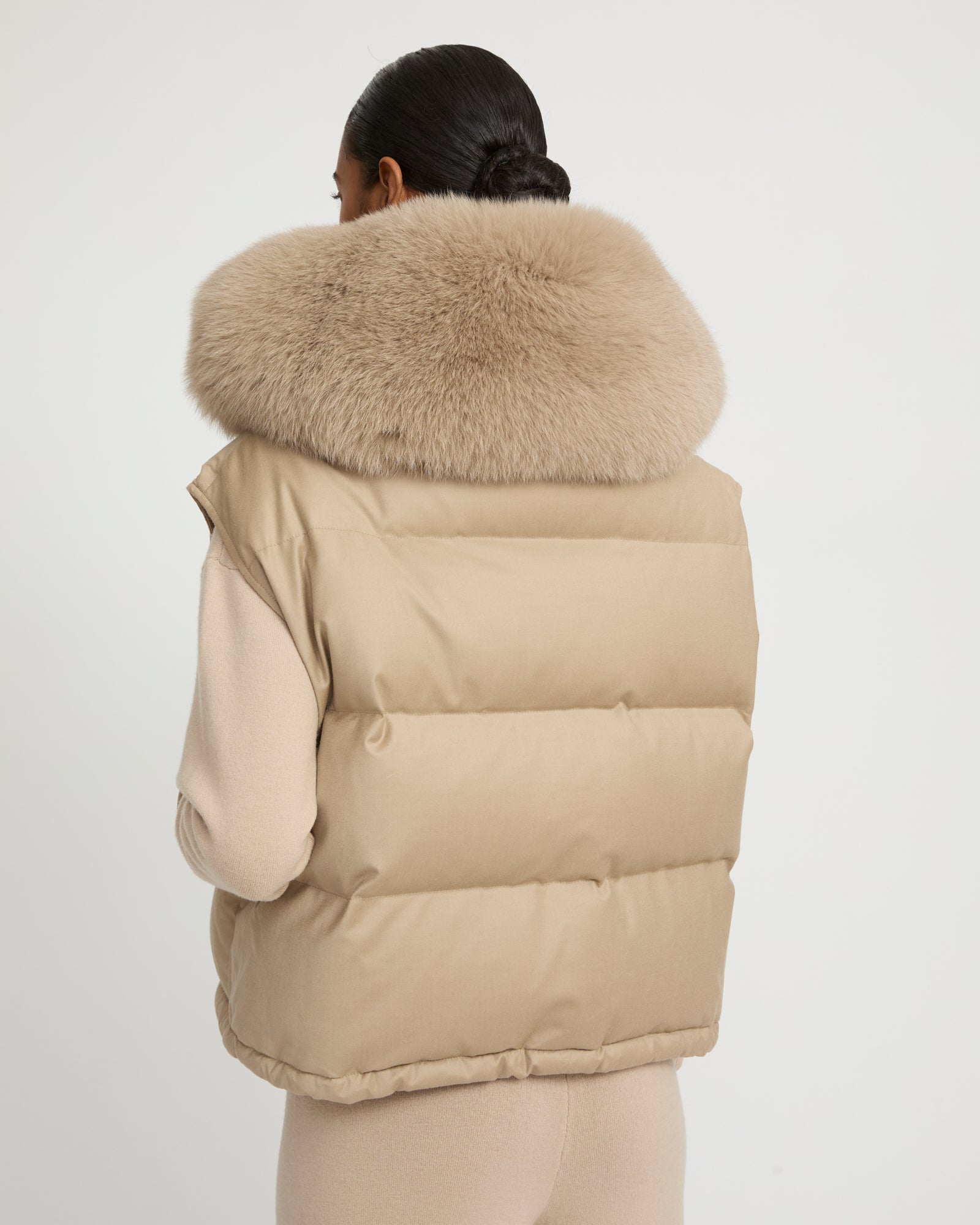 Flannel gilet with fox fur collar - Yves Salomon