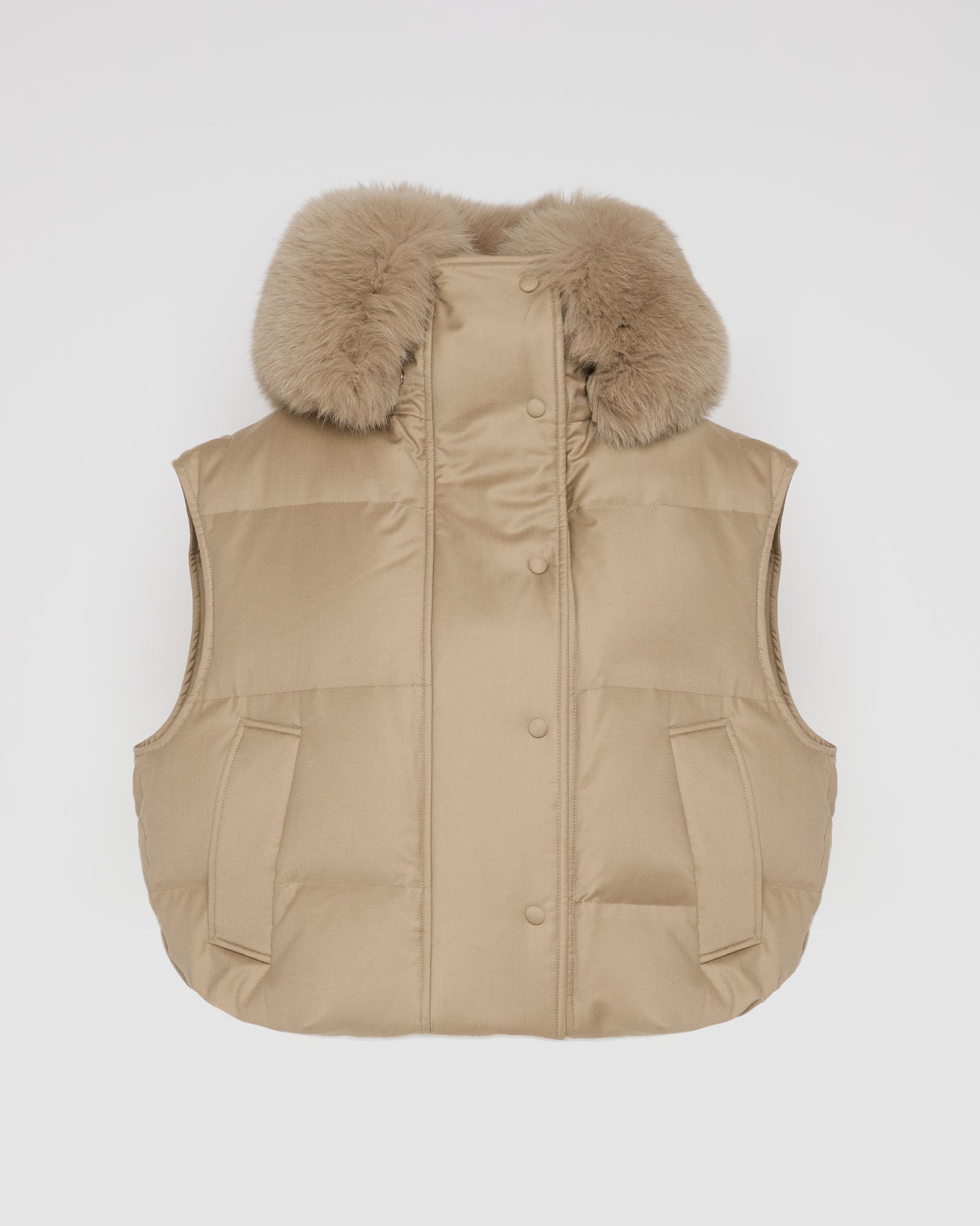 Flannel gilet with fox fur collar - Yves Salomon