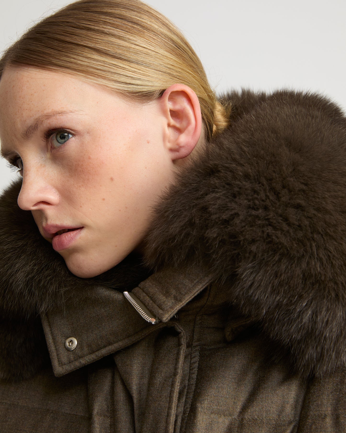 Flannel gilet with fox fur collar - Yves Salomon