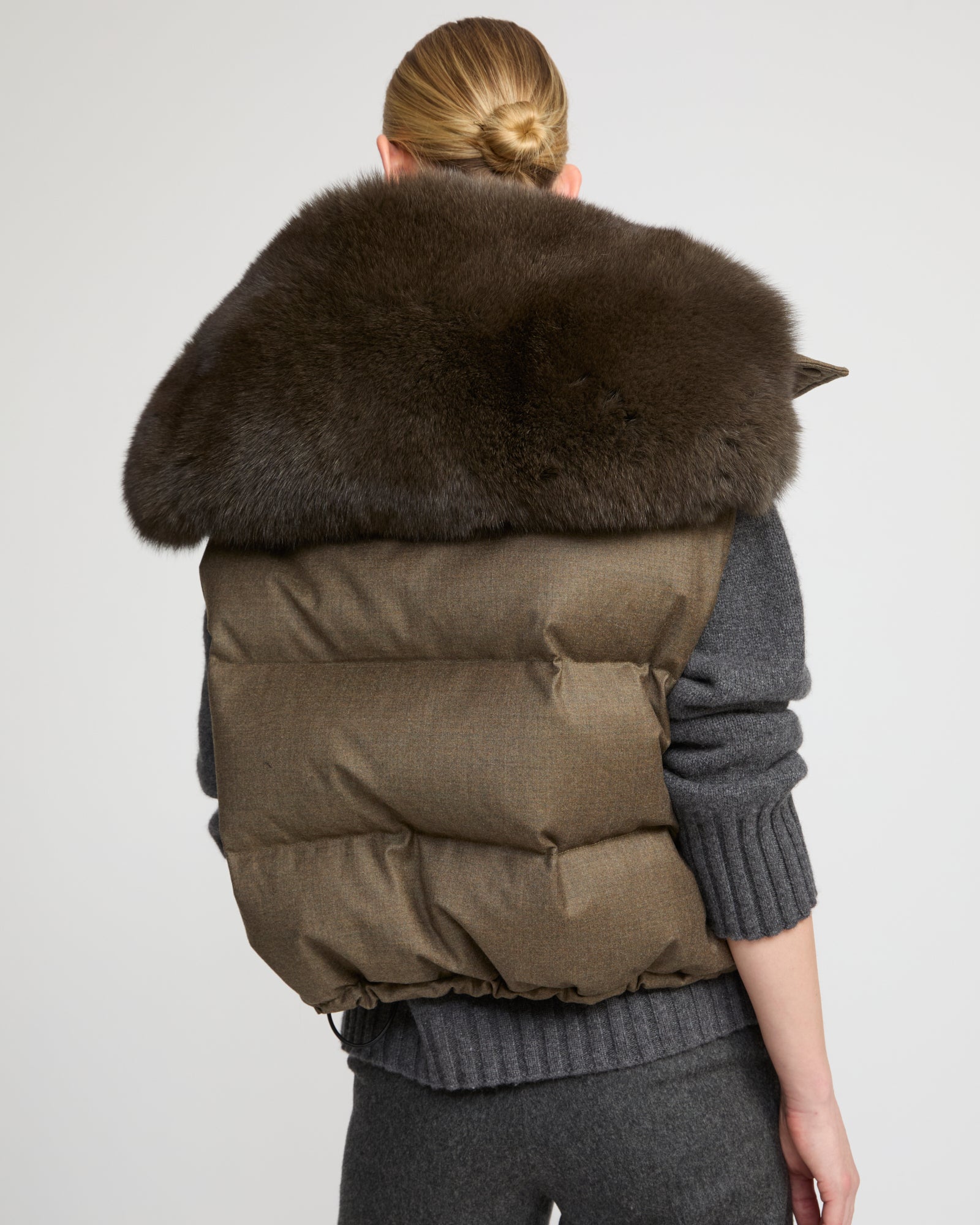 Flannel gilet with fox fur collar - Yves Salomon