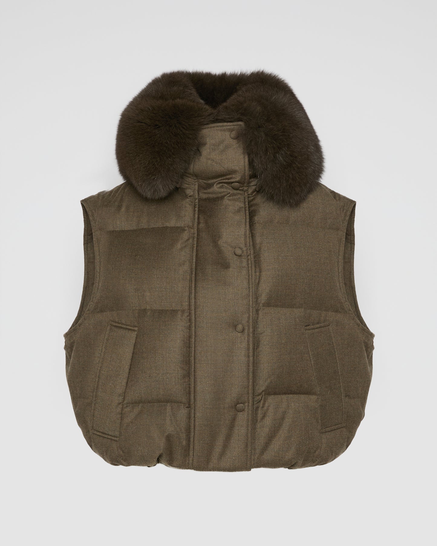 Flannel gilet with fox fur collar - Yves Salomon