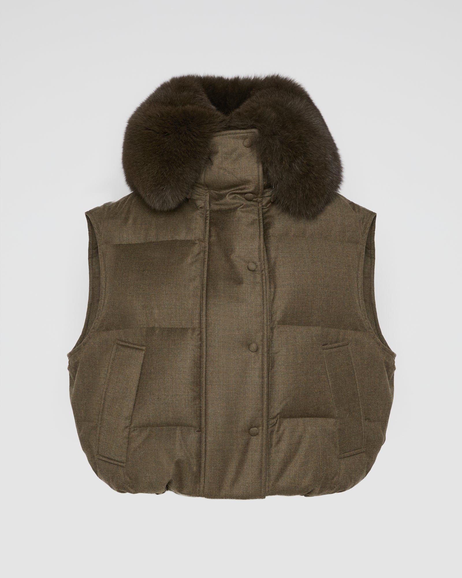 Flannel gilet with fox fur collar - Yves Salomon