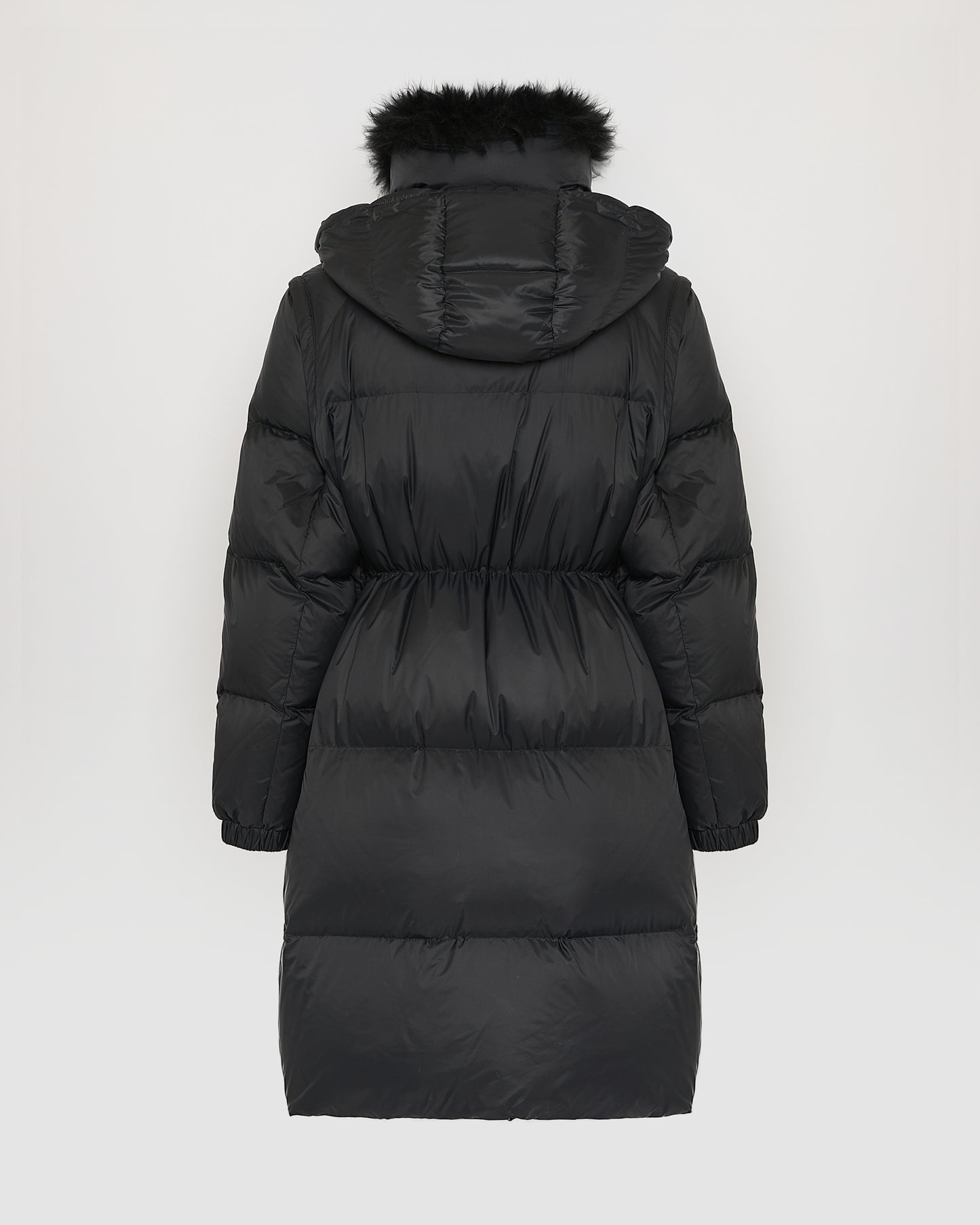7/8 Long down jacket in water-repellent technical fabric with collar trim in fluffy lambswool - Yves Salomon