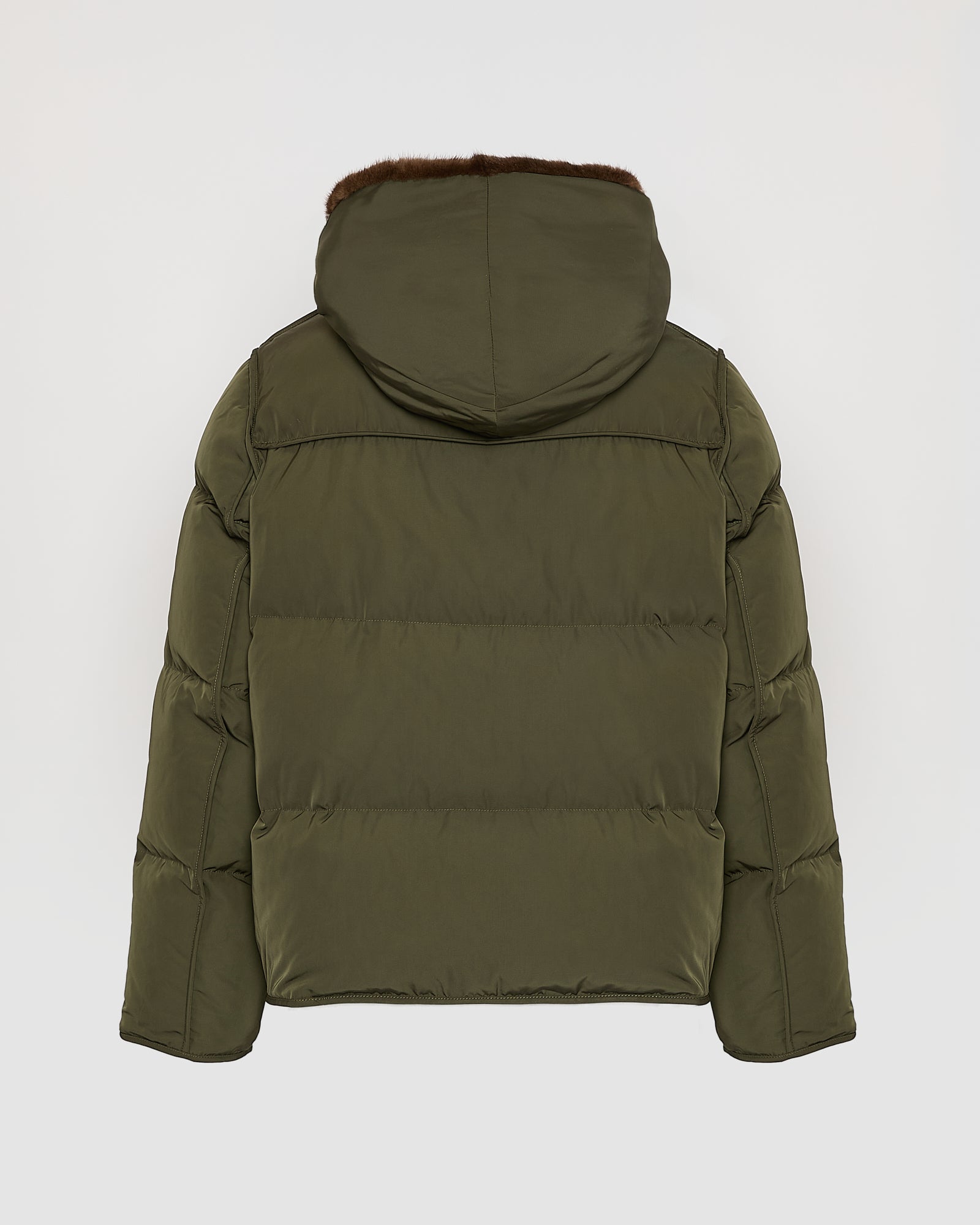 Iconic "A" line down jacke with mink fur hooded bib - Yves Salomon