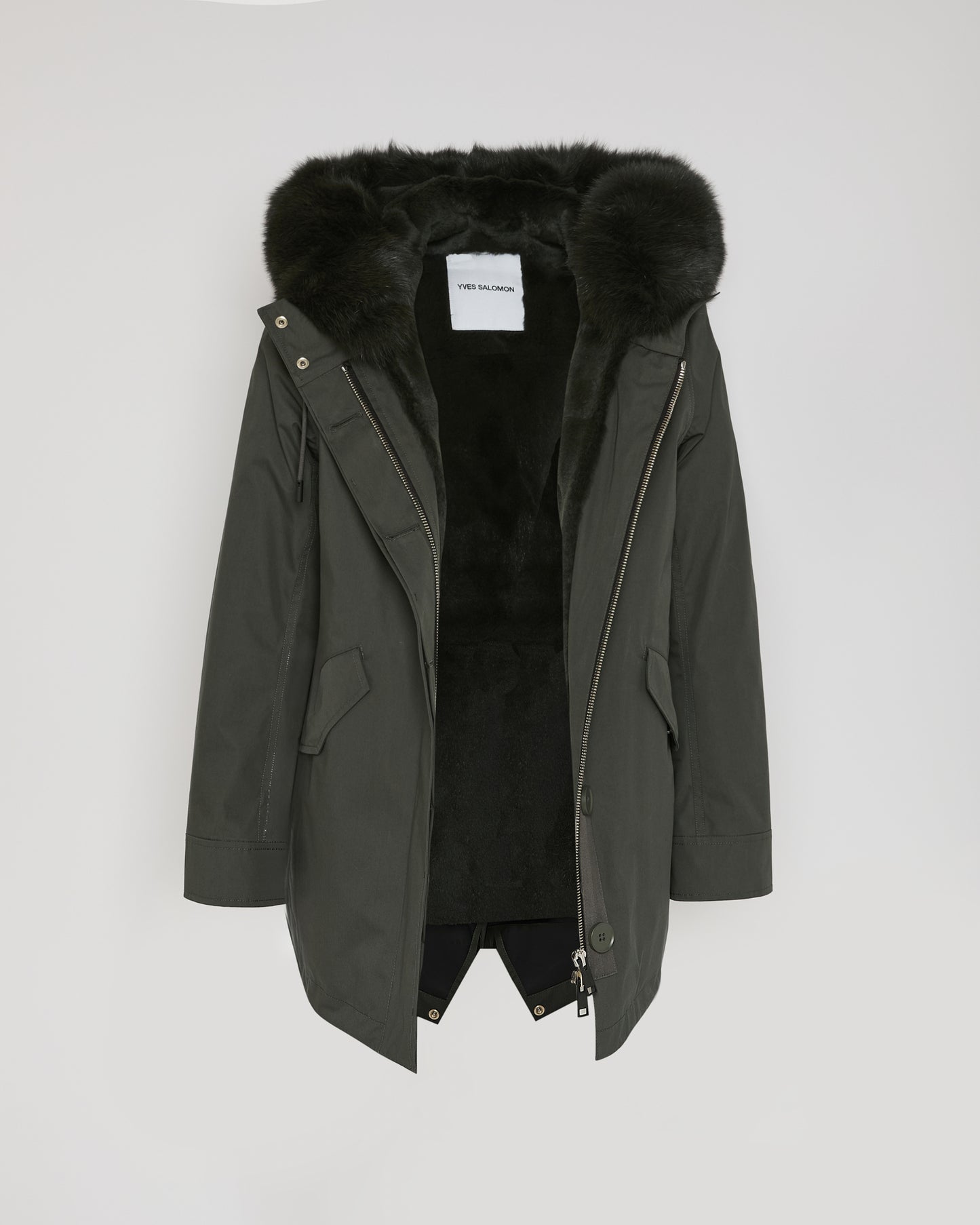 Short Iconic parka in waterproof cotton blend with fox and rabbit fur - Yves Salomon