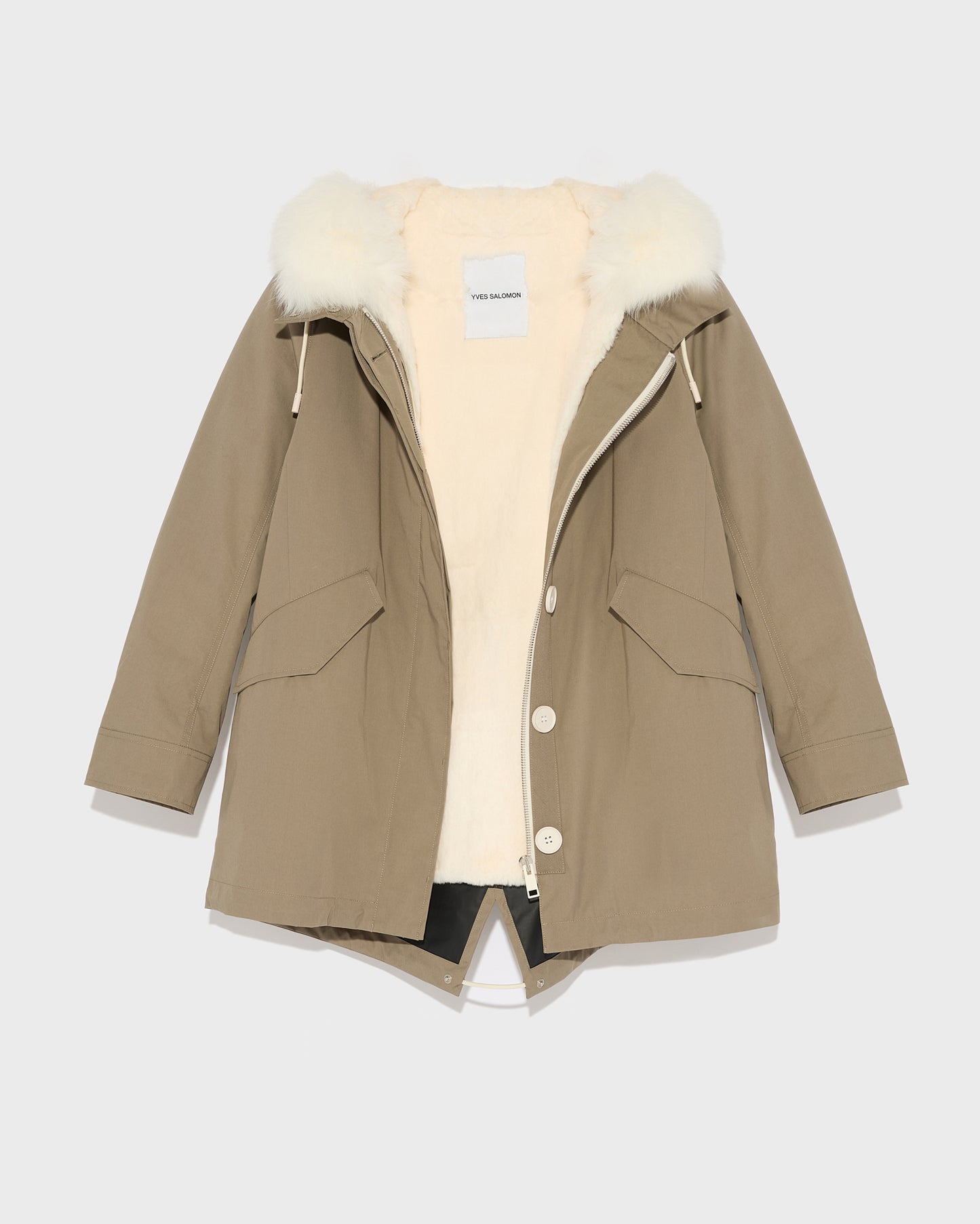 Short Iconic parka in waterproof cotton blend with fox and rabbit fur -Yves Salomon