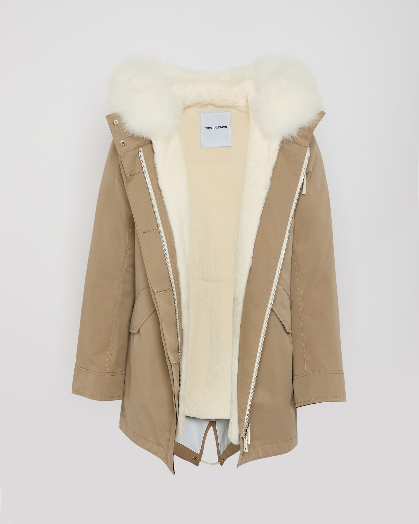 Short Iconic parka in waterproof cotton blend with fox and rabbit fur - Yves Salomon
