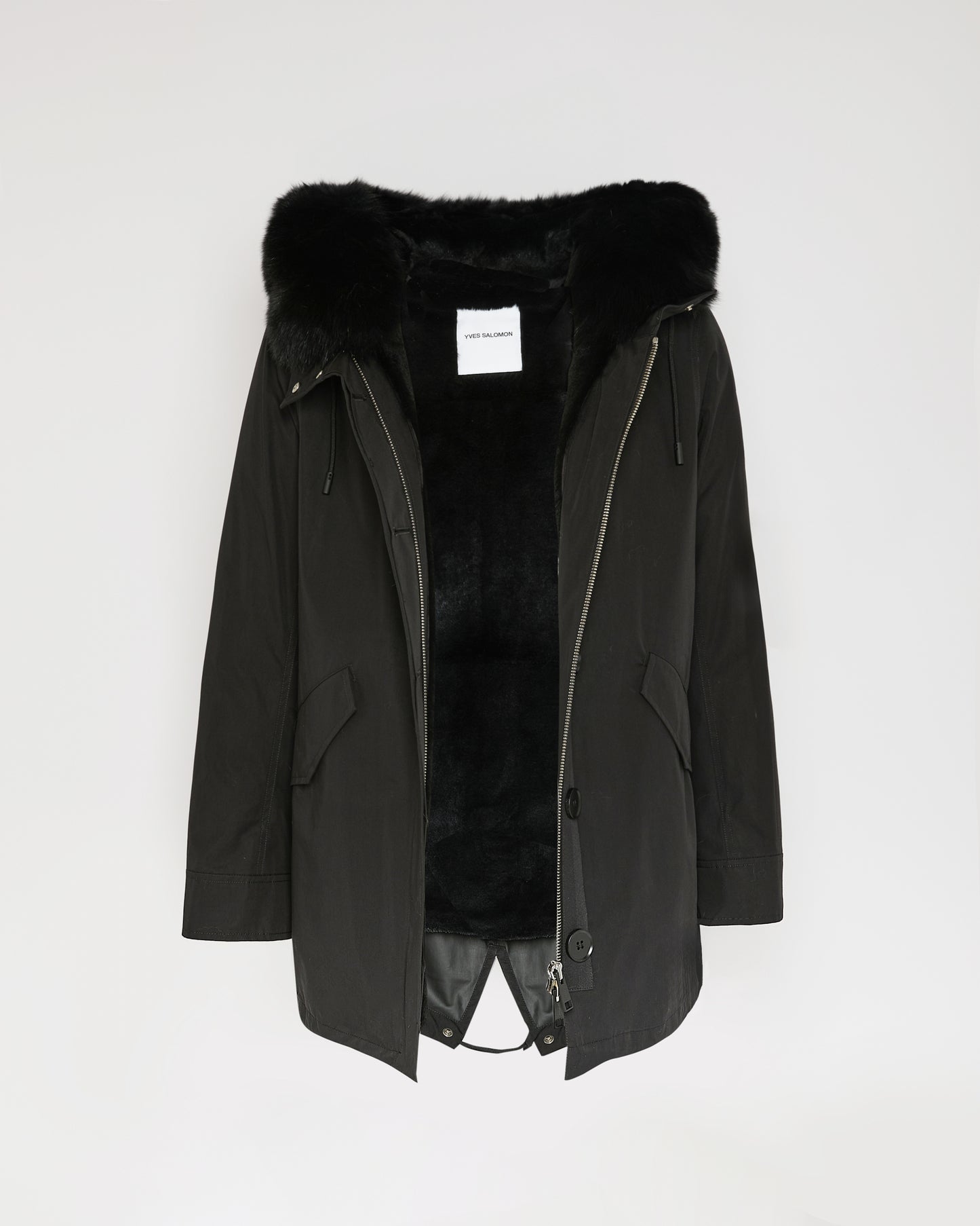 Short Iconic parka in waterproof cotton blend with fox and rabbit fur - Yves Salomon
