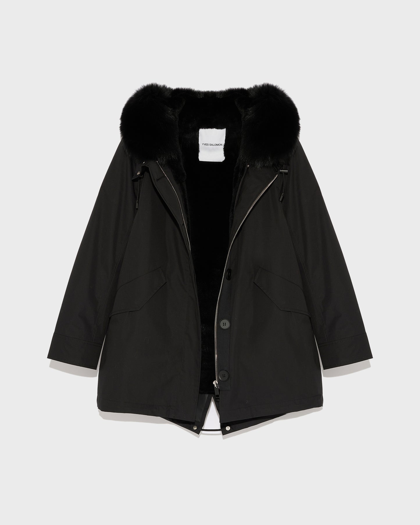 Short Iconic parka in waterproof cotton blend with fox and rabbit fur -Yves Salomon