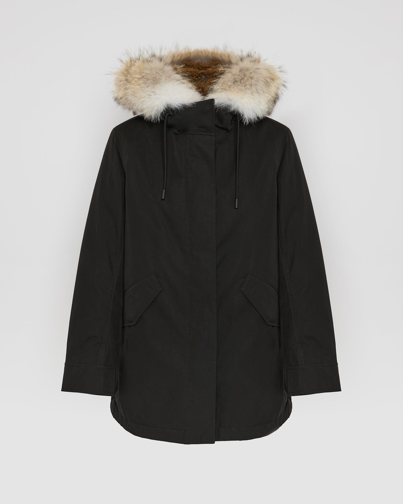 Short parka in technical fabric, rabbit and coyote fur - Yves Salomon