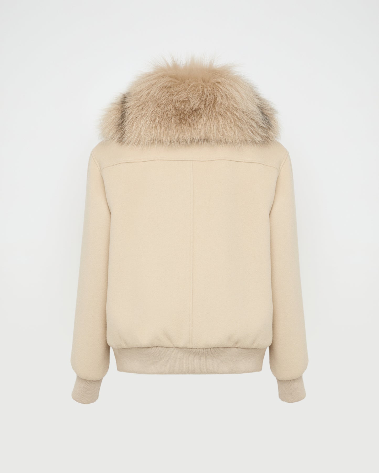 Cropped jacket in cashmere wool with fox fur collar -Yves Salomon