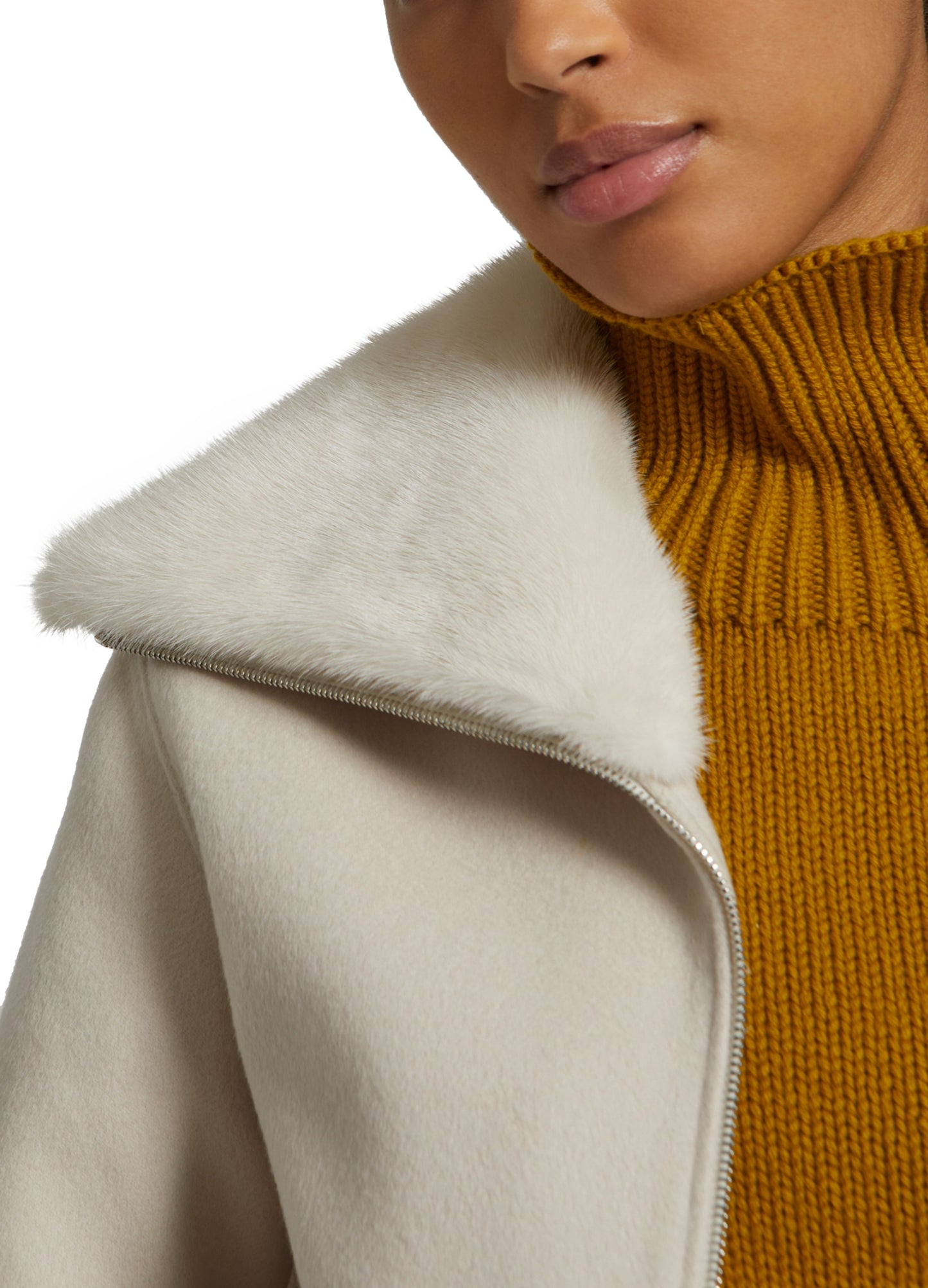 Cashmere wool jacket with mink fur collar -Yves Salomon
