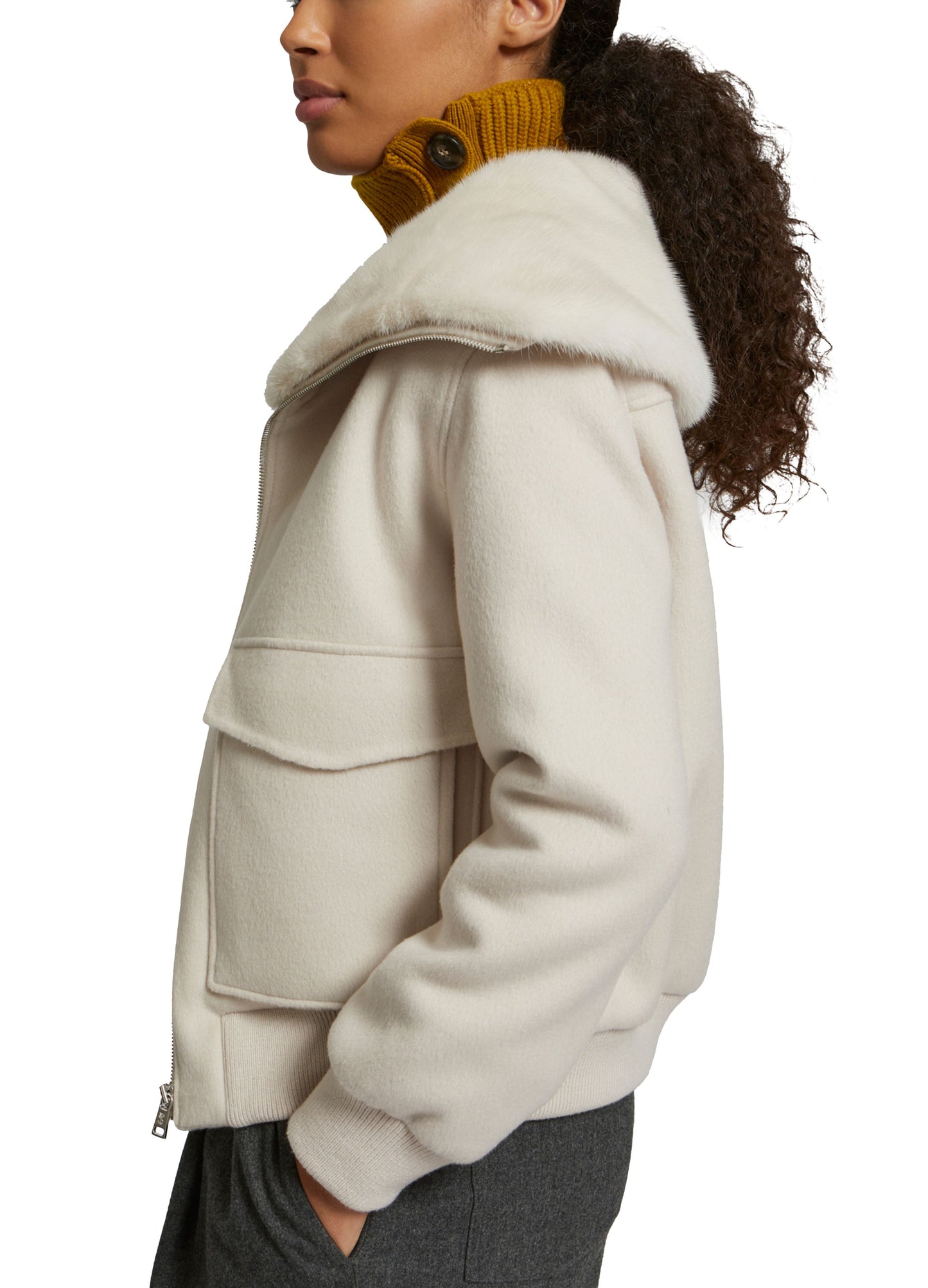 Cashmere wool jacket with mink fur collar -Yves Salomon