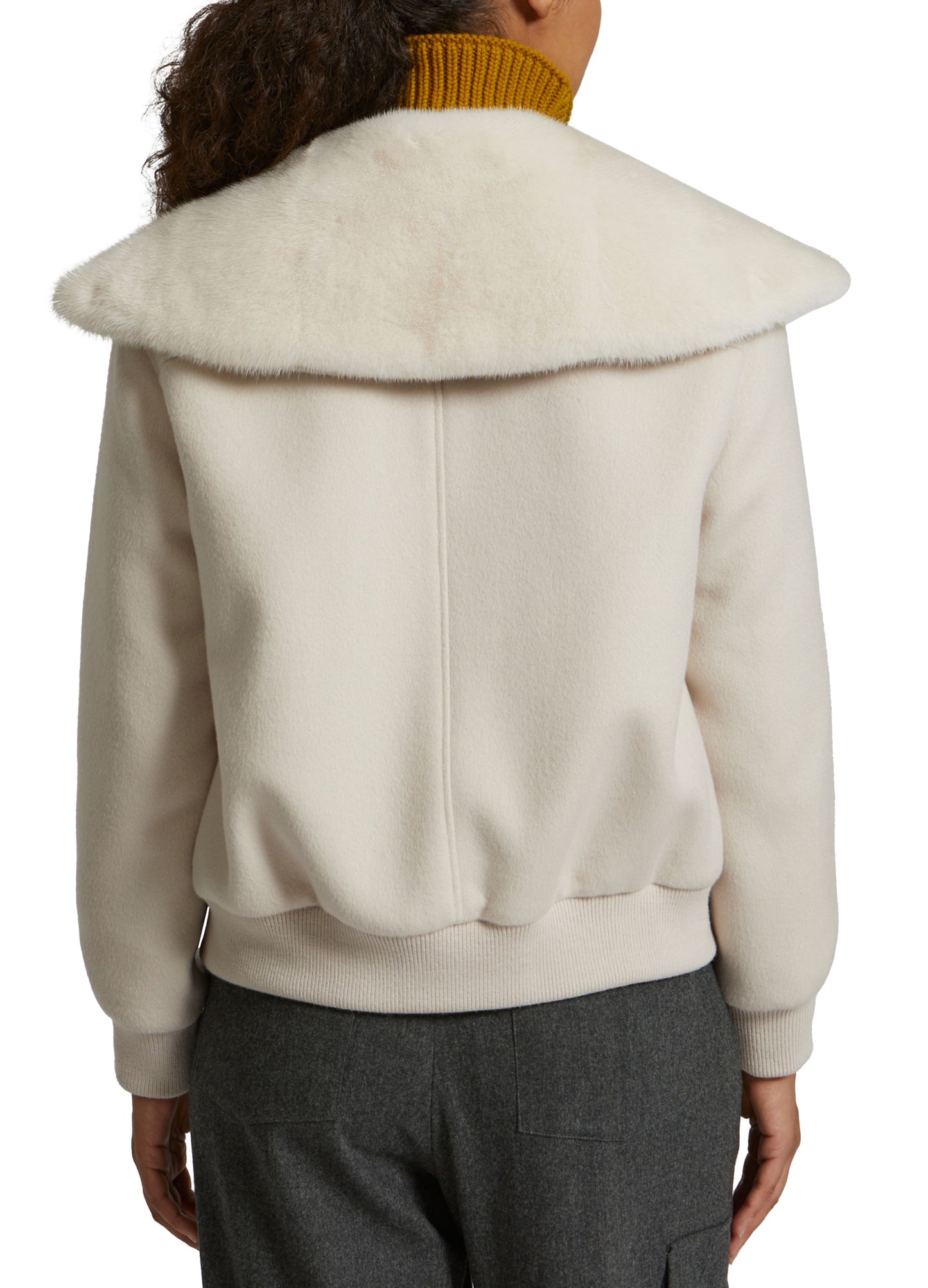 Cashmere wool jacket with mink fur collar -Yves Salomon