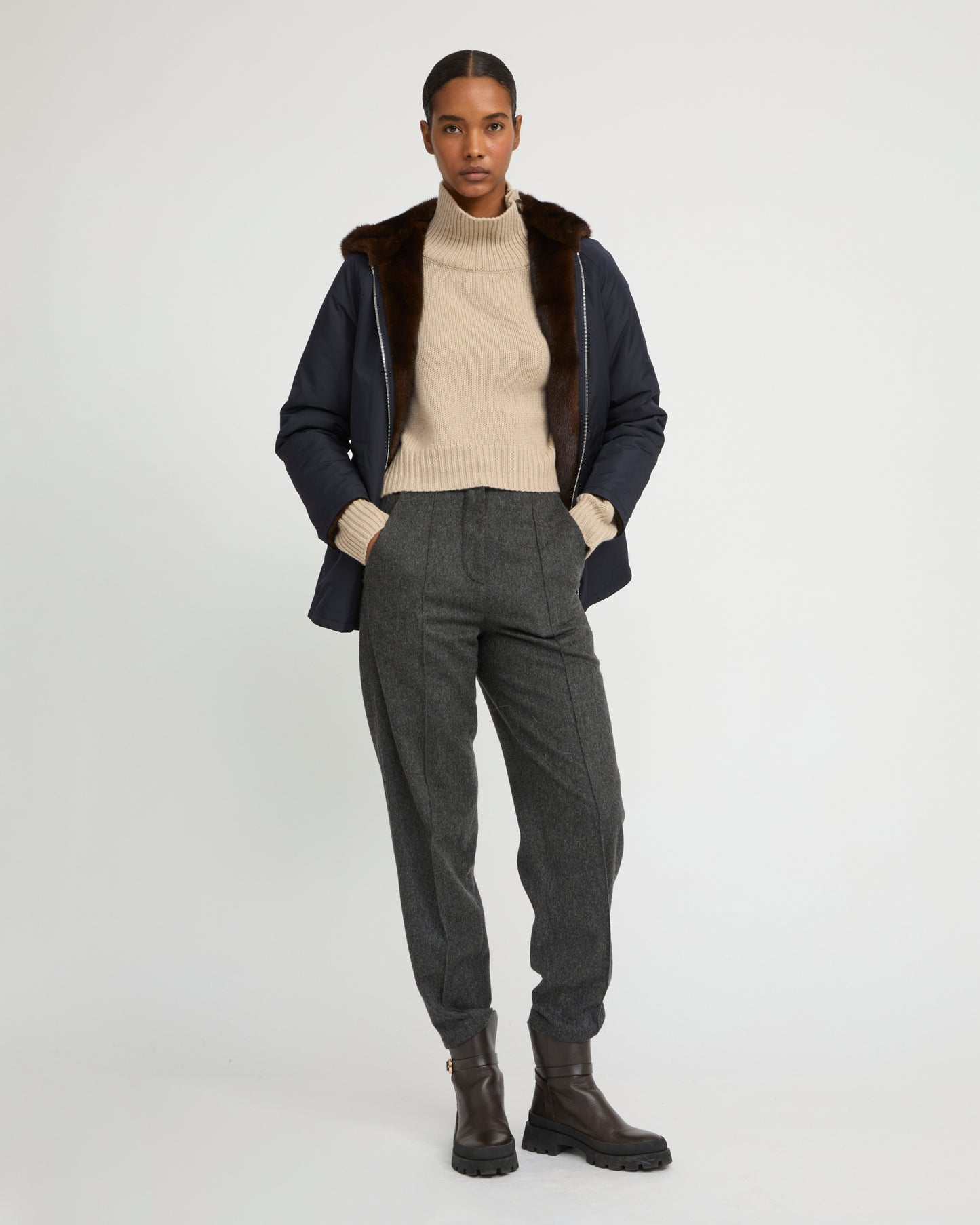 Hooded blouson in mink fur reversible technical fabric - Yves Salomon