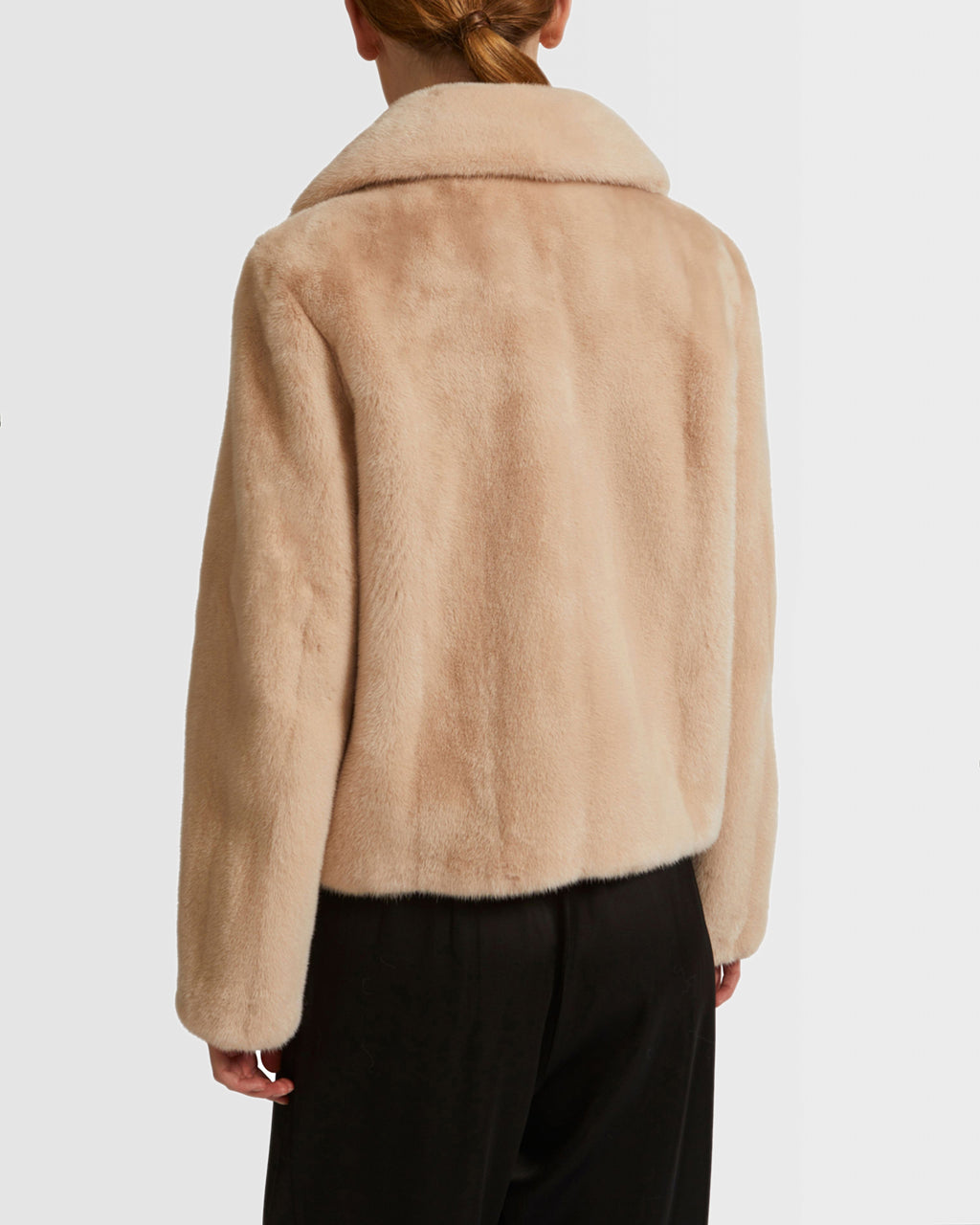 Short hooded down jacket in technical fabric reversible