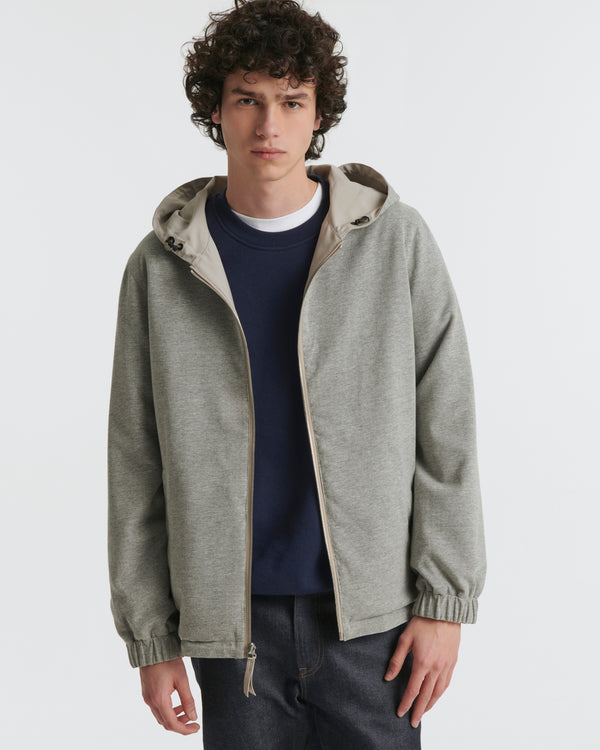 Jersey reversible wool blend hoody - A1011 - Yves Salomon