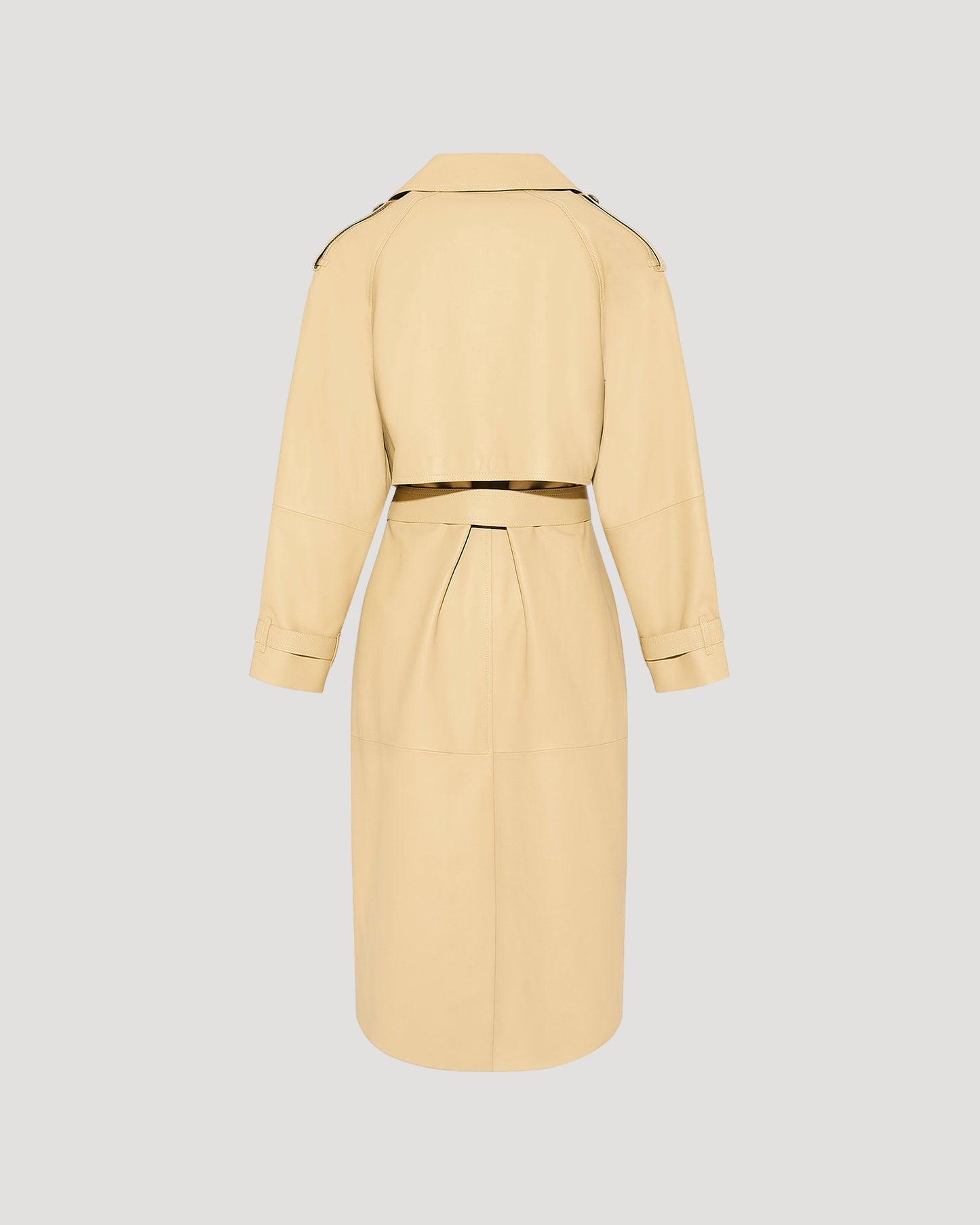 Long belted trench coat in lamb leather -Yves Salomon