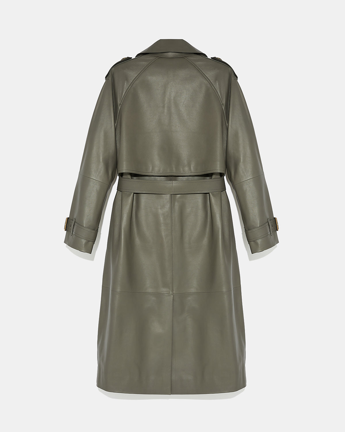 Long belted trench coat in lamb leather -Yves Salomon