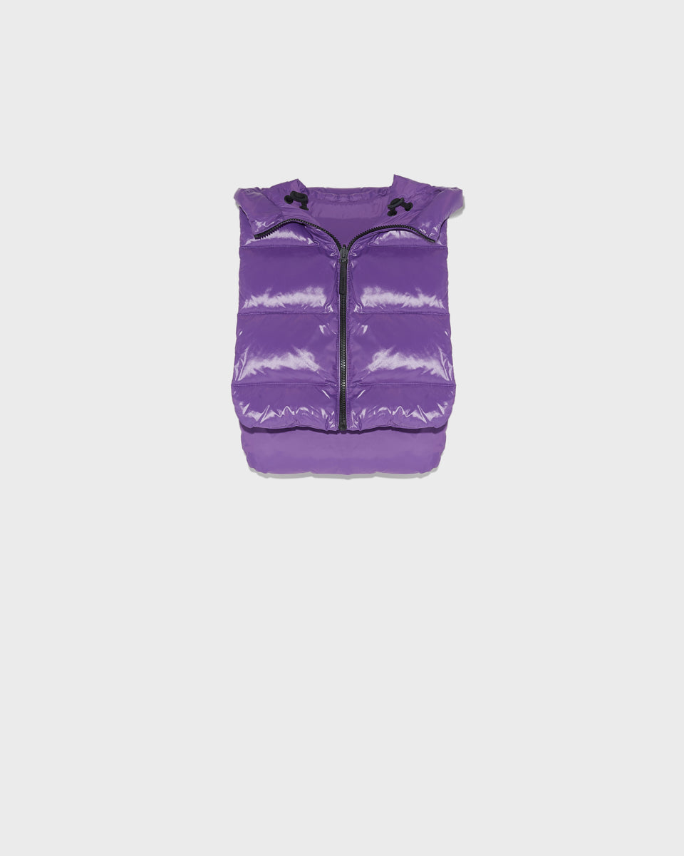 Reversible down-filled bib in matte and shiny water-repellent technical fabric -Yves Salomon