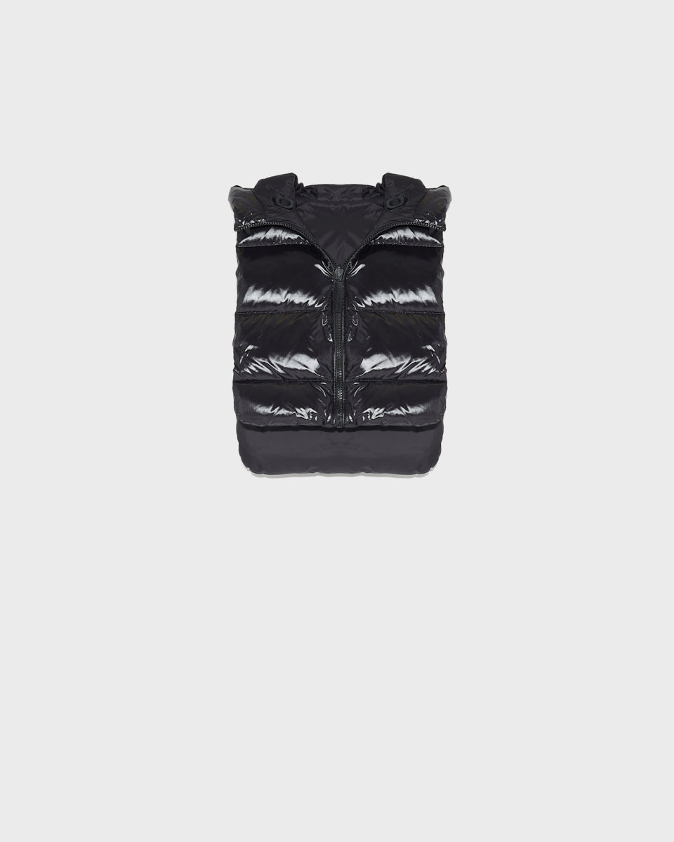 Reversible down-filled bib in matte and shiny water-repellent technical fabric -Yves Salomon