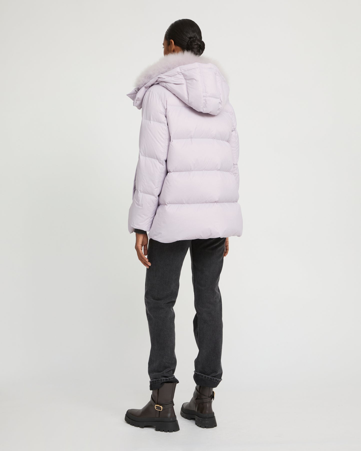 Iconic "A" line down jacket with lambswool collar - Yves Salomon