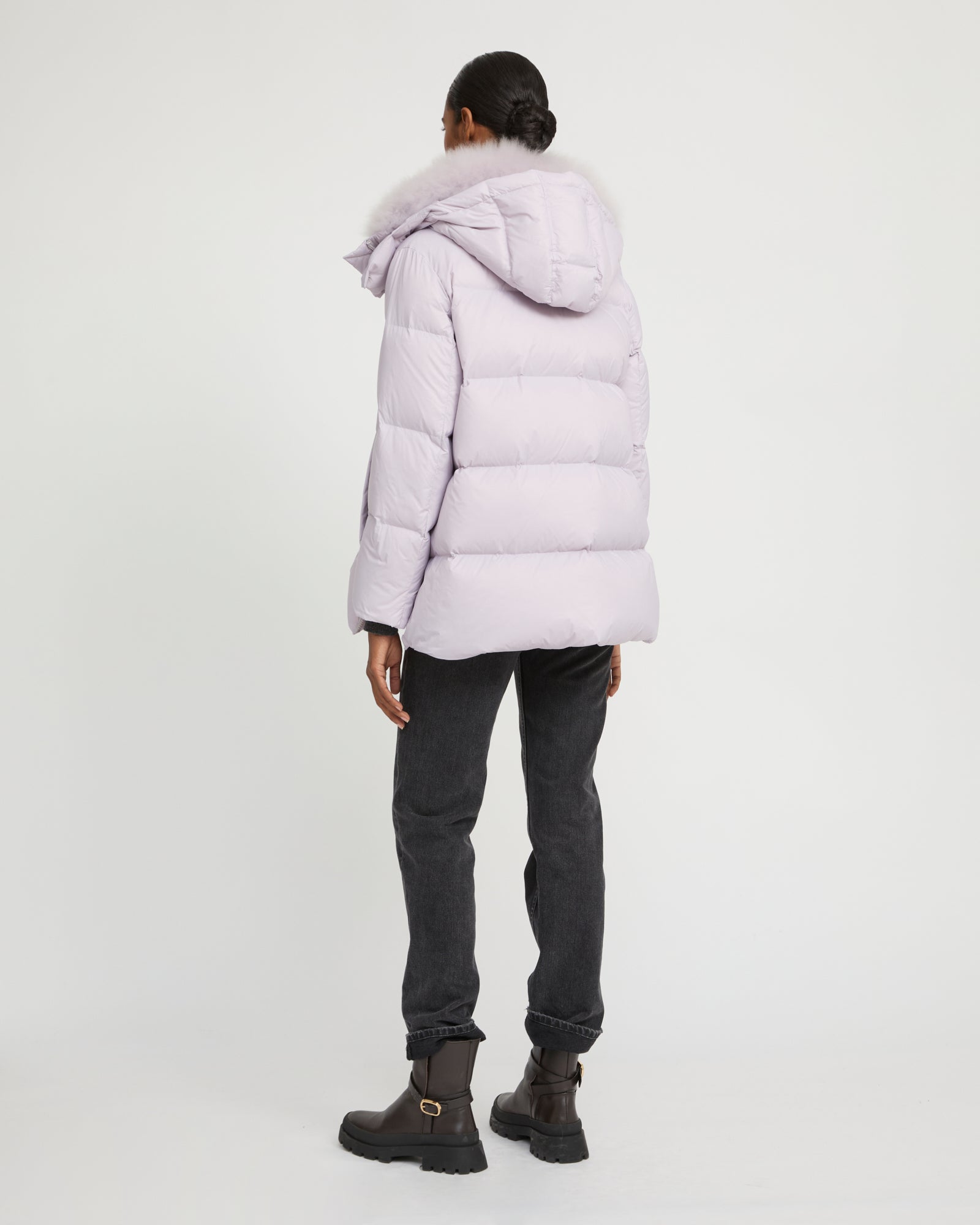 Iconic "A" line down jacket with lambswool collar - Yves Salomon